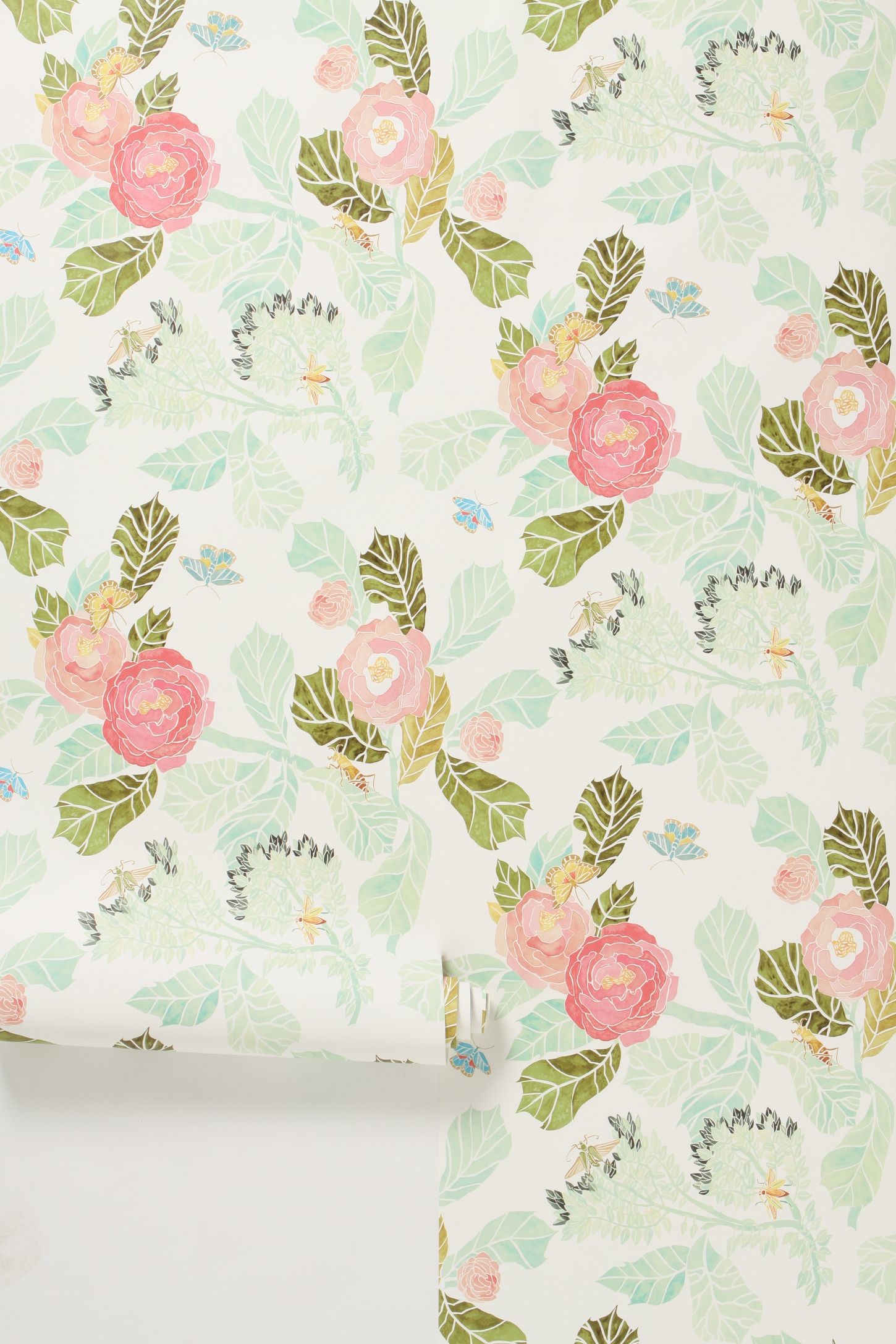 Carta da parati, Fiori pastello, Motivo floreale, Verde menta, QHD+, schermata di blocco del cellulare