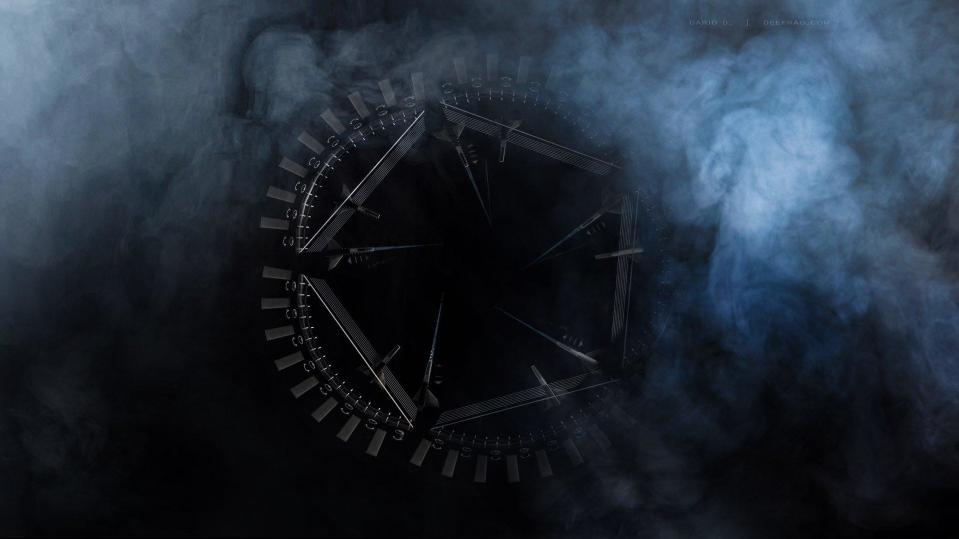 Orologio, Nebbia, Blu scuro, Full HD, sfondo per PC e portatile