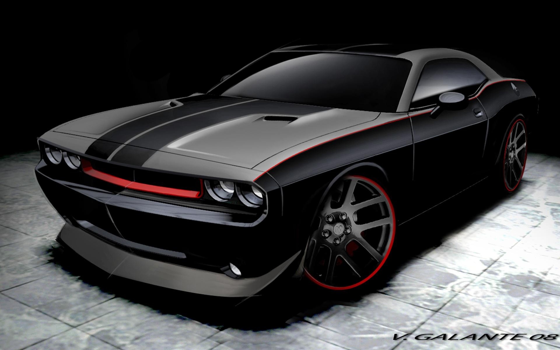 Dodge Challenger, Muscle car, Auto nera, 1920x1200, wallpaper desktop