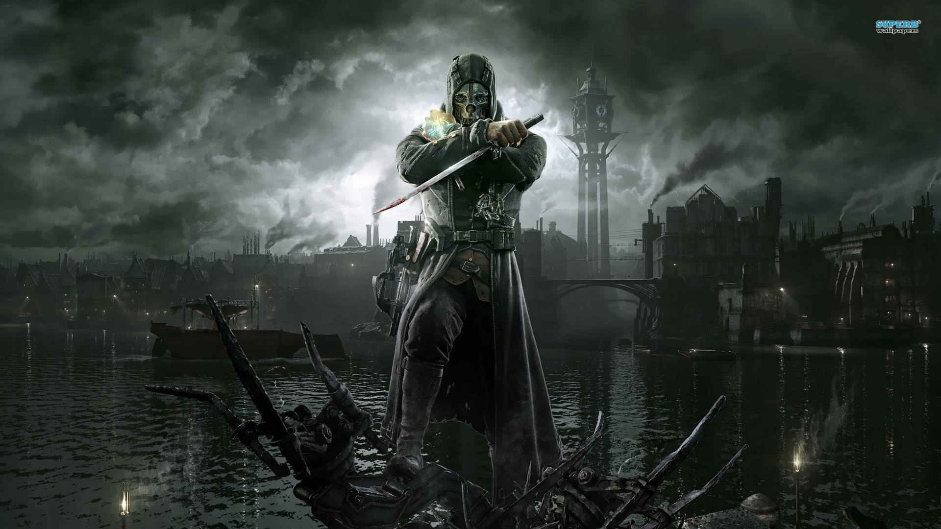 Corvo Attano, Dishonored, Dunwall, Lama, 1920x1080, sfondo per PC
