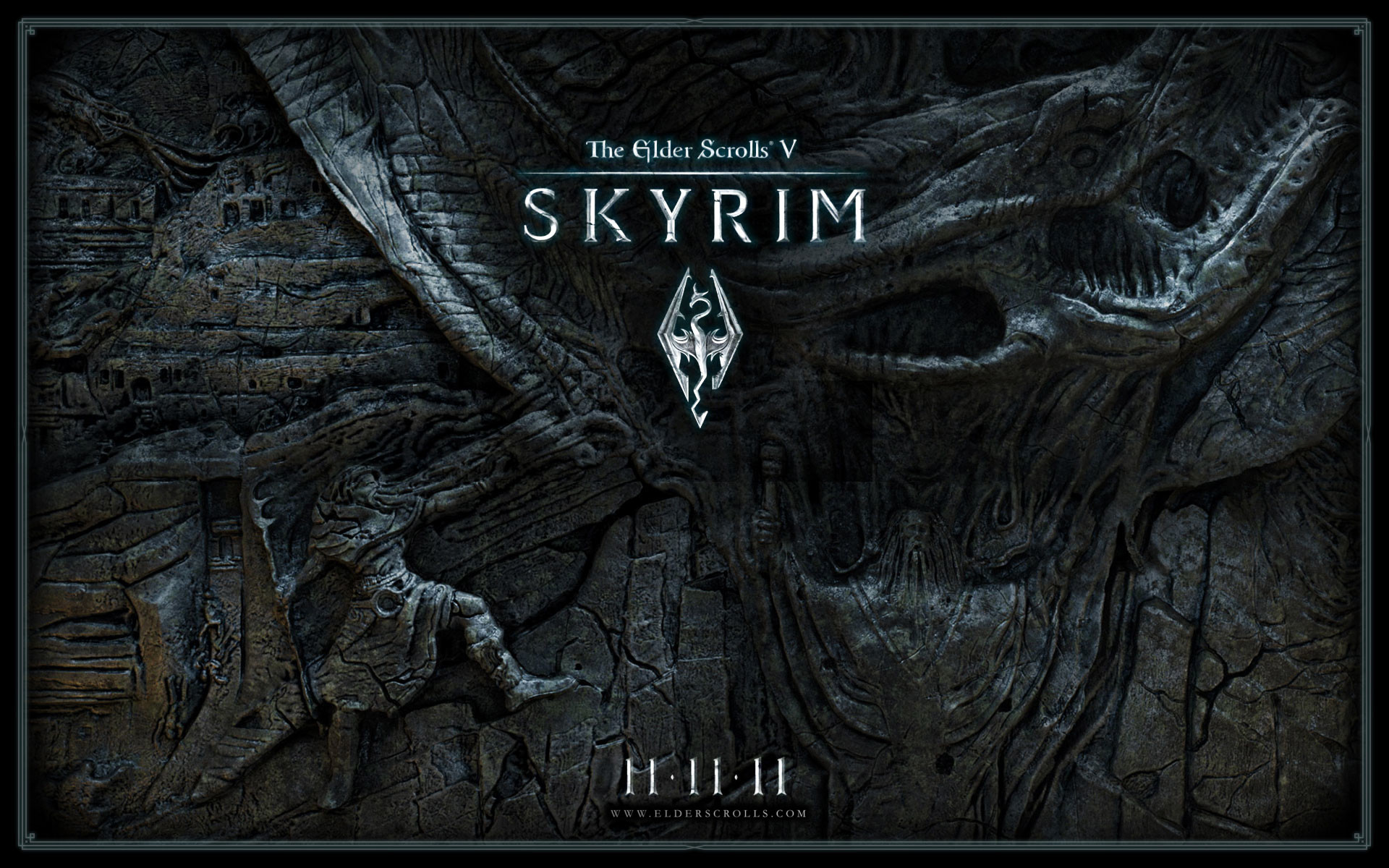 The Elder Scrolls V: Skyrim, 11.11.11, Bassorilievo, Logo, 1920x1200, sfondo MacBook Pro