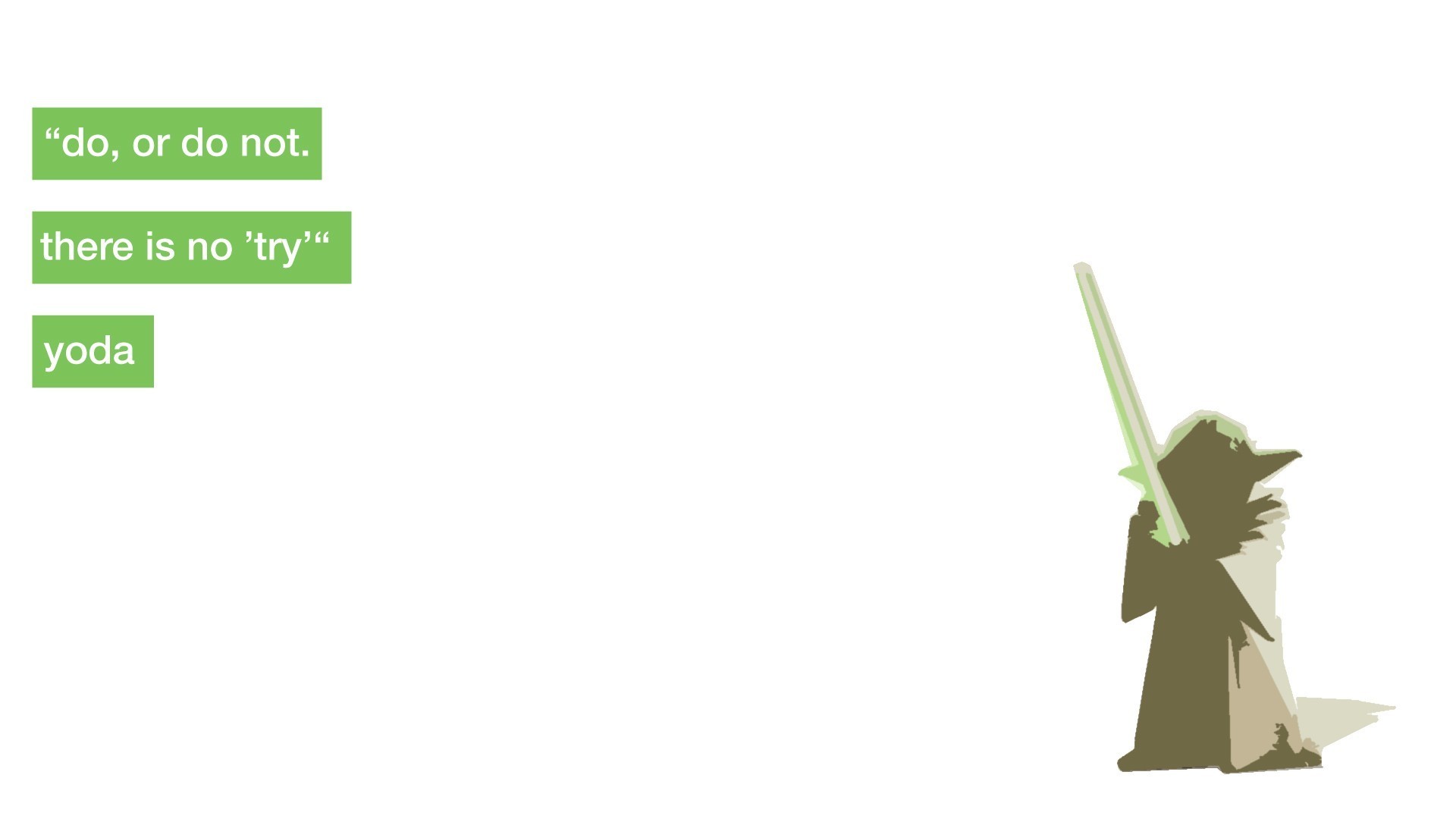 Yoda, Do or do not, Citazione, Silhouette, Sfondo bianco, Full HD, wallpaper per computer