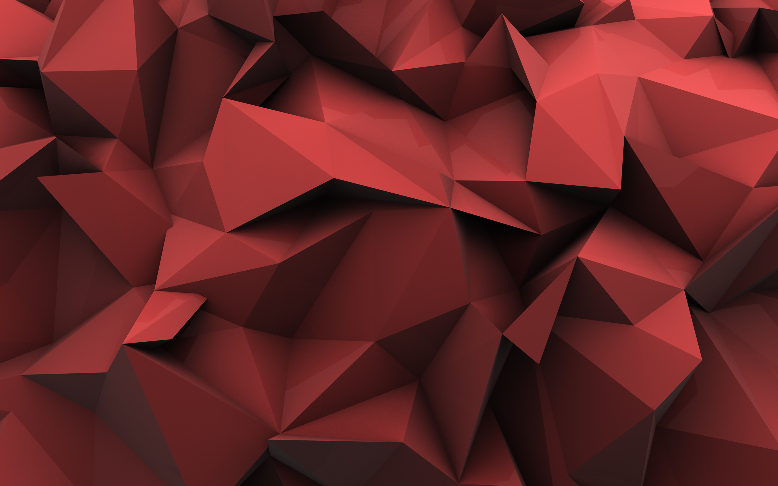 Low poly, Triangoli, Rosso, 2560x1600, sfondo per PC