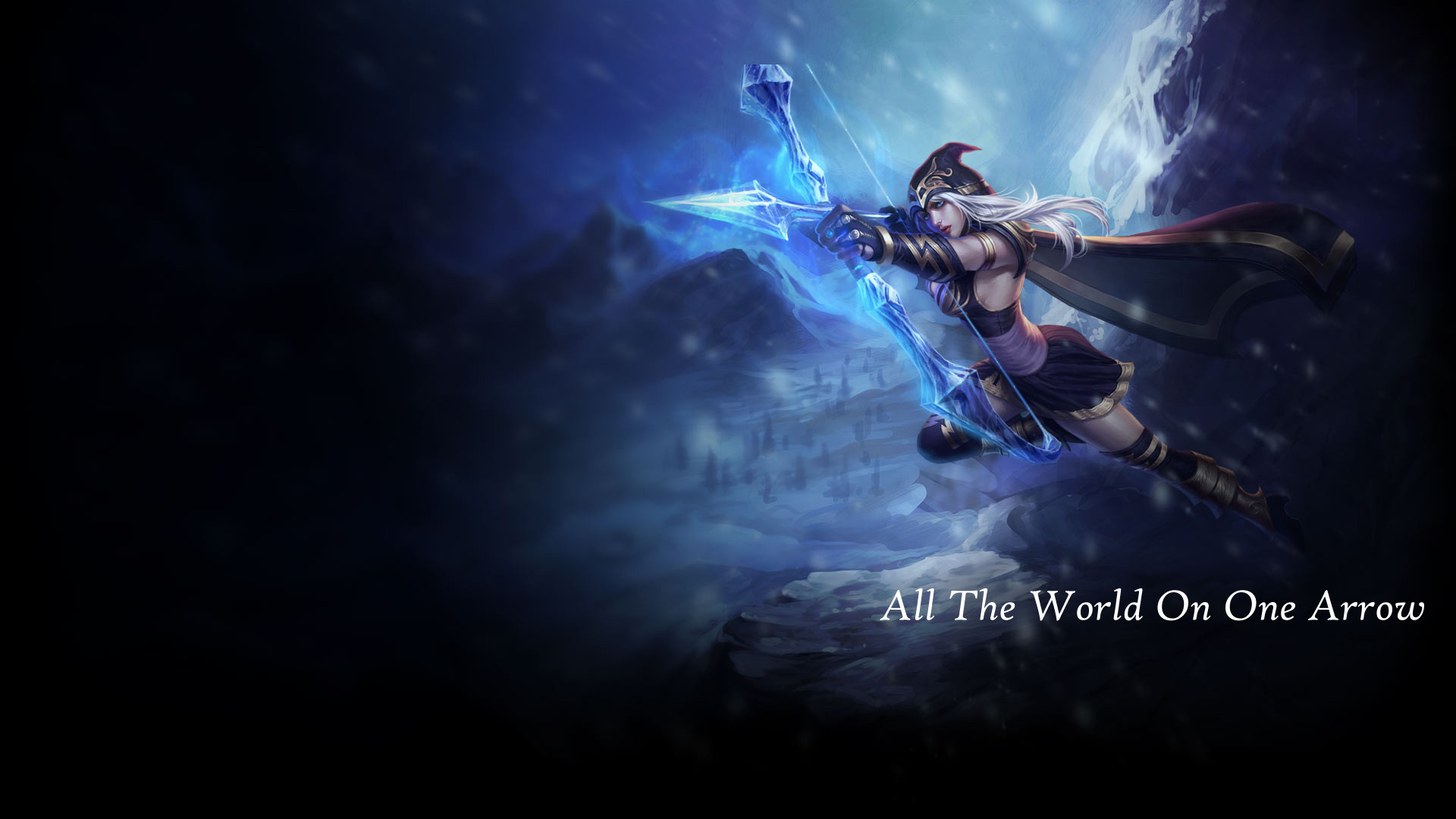 Ashe, All the World on One Arrow, League of Legends, Arco, Blu, Full HD, sfondo desktop