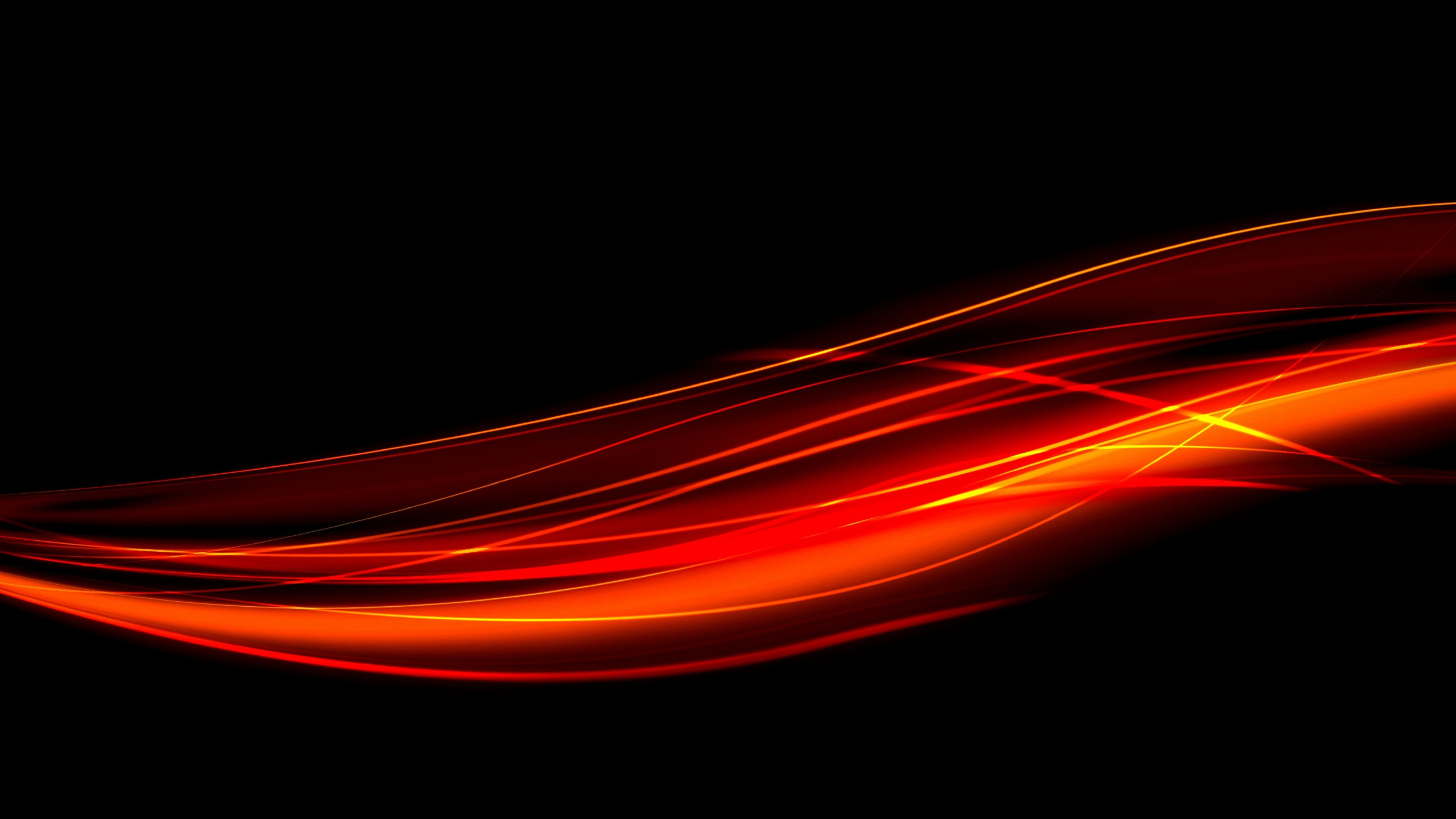 Onda luminosa, Rosso, Sfondo nero, Astratto, 4K, wallpaper per PC