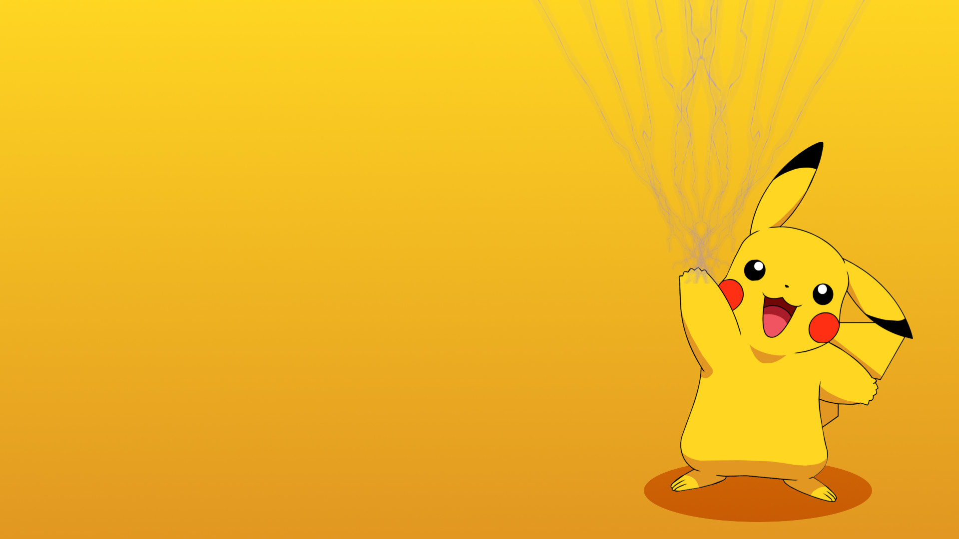 Pikachu, Pokémon, Sfondo arancione, 1920x1080, wallpaper desktop