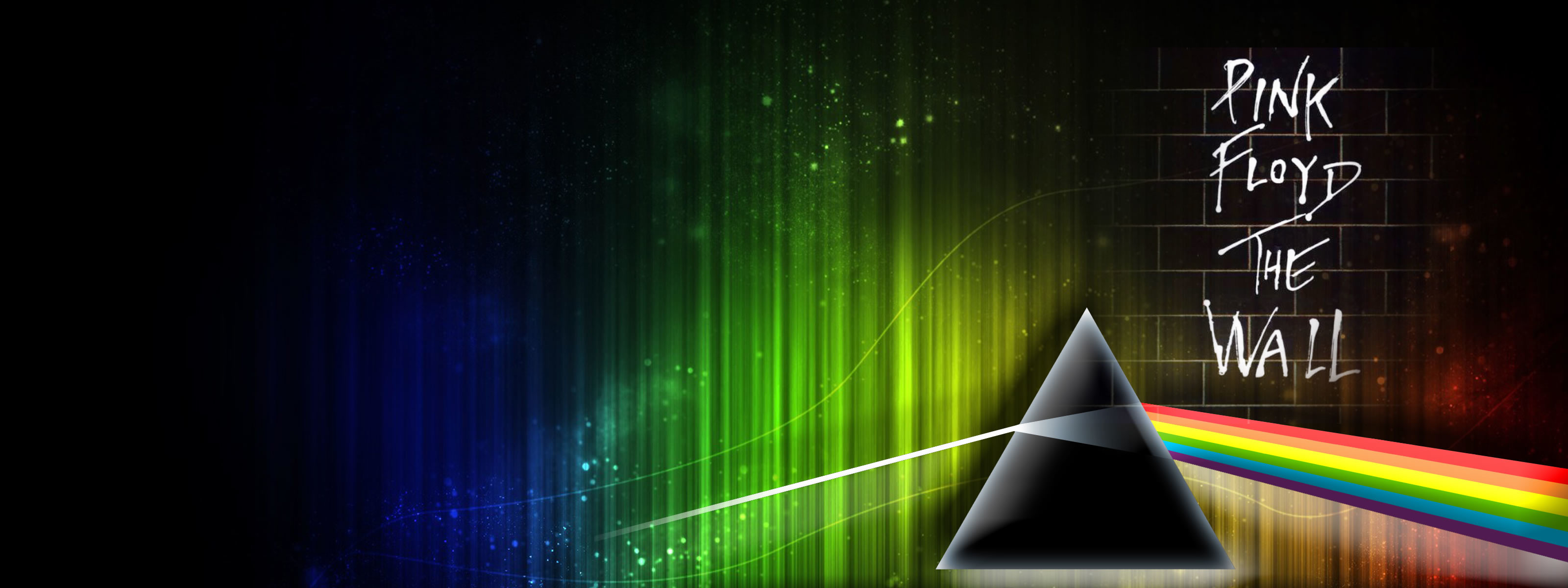 Pink Floyd, The Wall, The Dark Side of the Moon, Prisma, Spettro di luce, sfondo desktop 2K