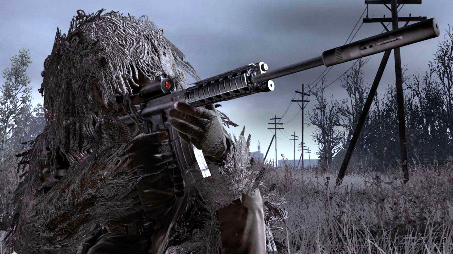 Call of Duty 4: Modern Warfare, All Ghillied Up, Cecchino, Tuta ghillie, Pripyat, sfondo per PC