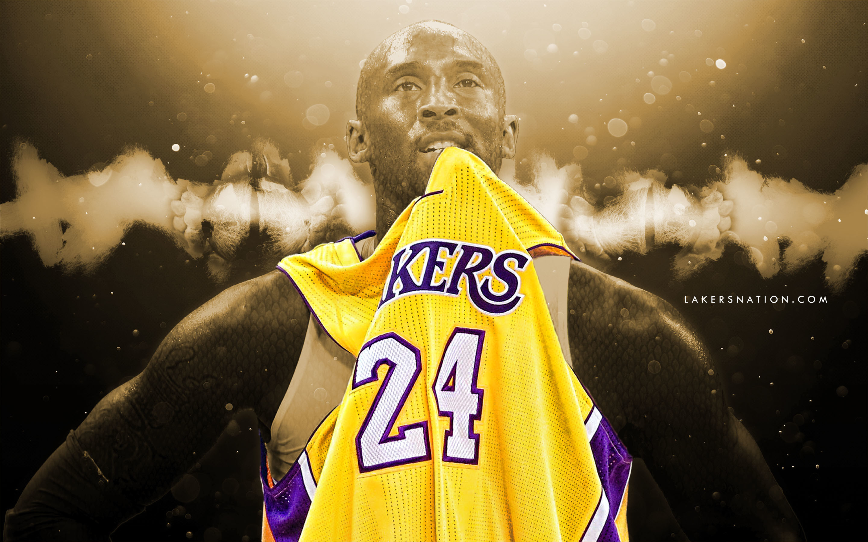 Kobe Bryant, Los Angeles Lakers, Maglia numero 24, Oro, 16:10 2K, sfondo widescreen