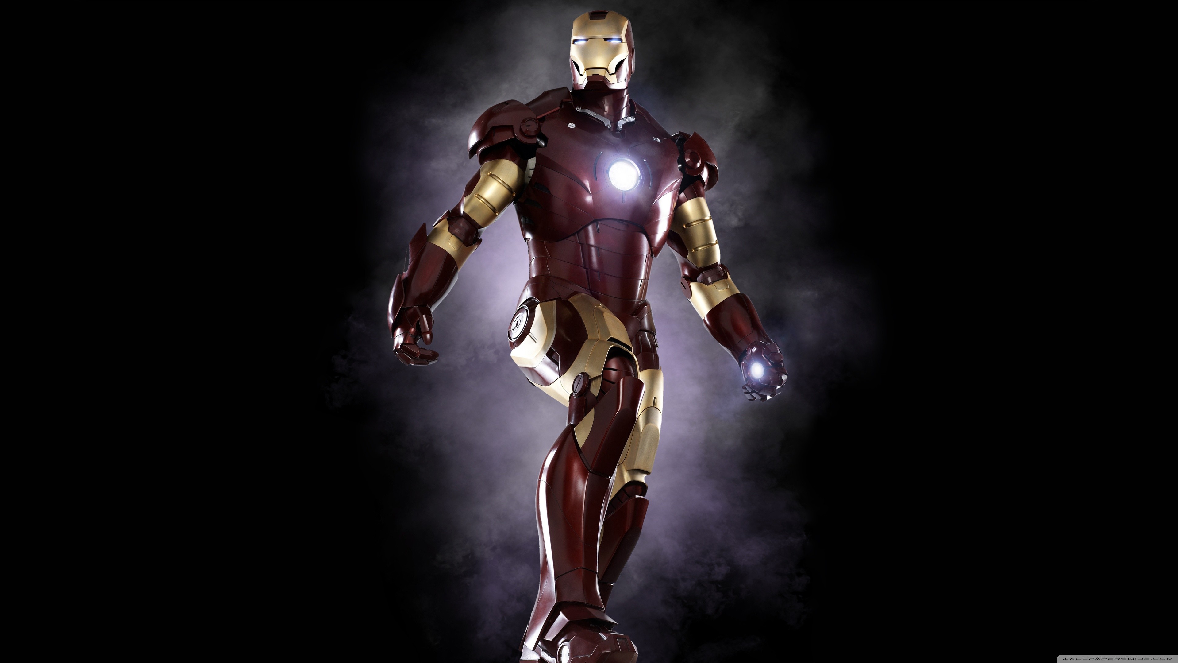 Iron Man, Armatura, Sfondo nero, 4K, wallpaper per portatile