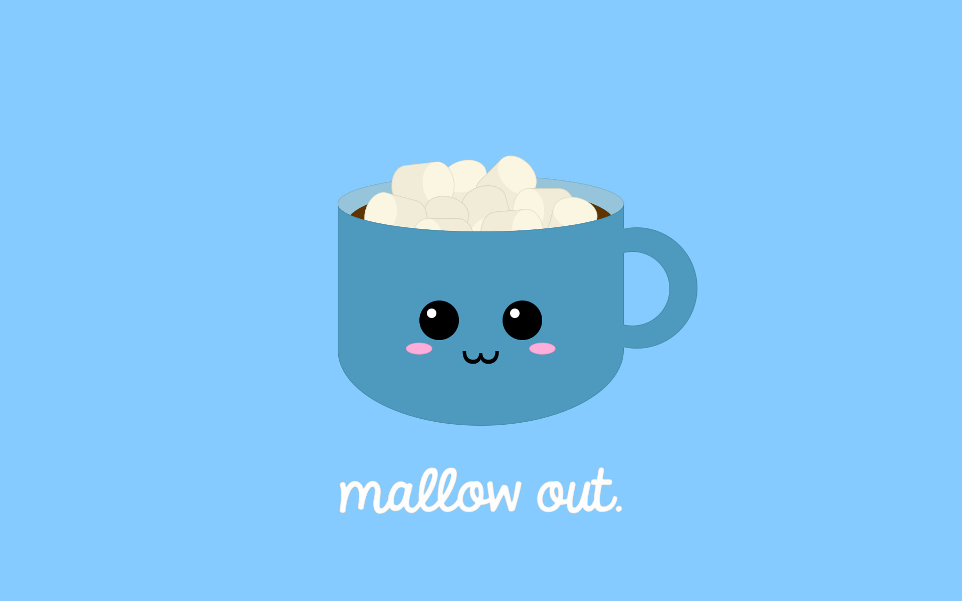 Tazza, Marshmallow, Mallow Out, Kawaii, Sfondo azzurro, 1920x1200, wallpaper desktop