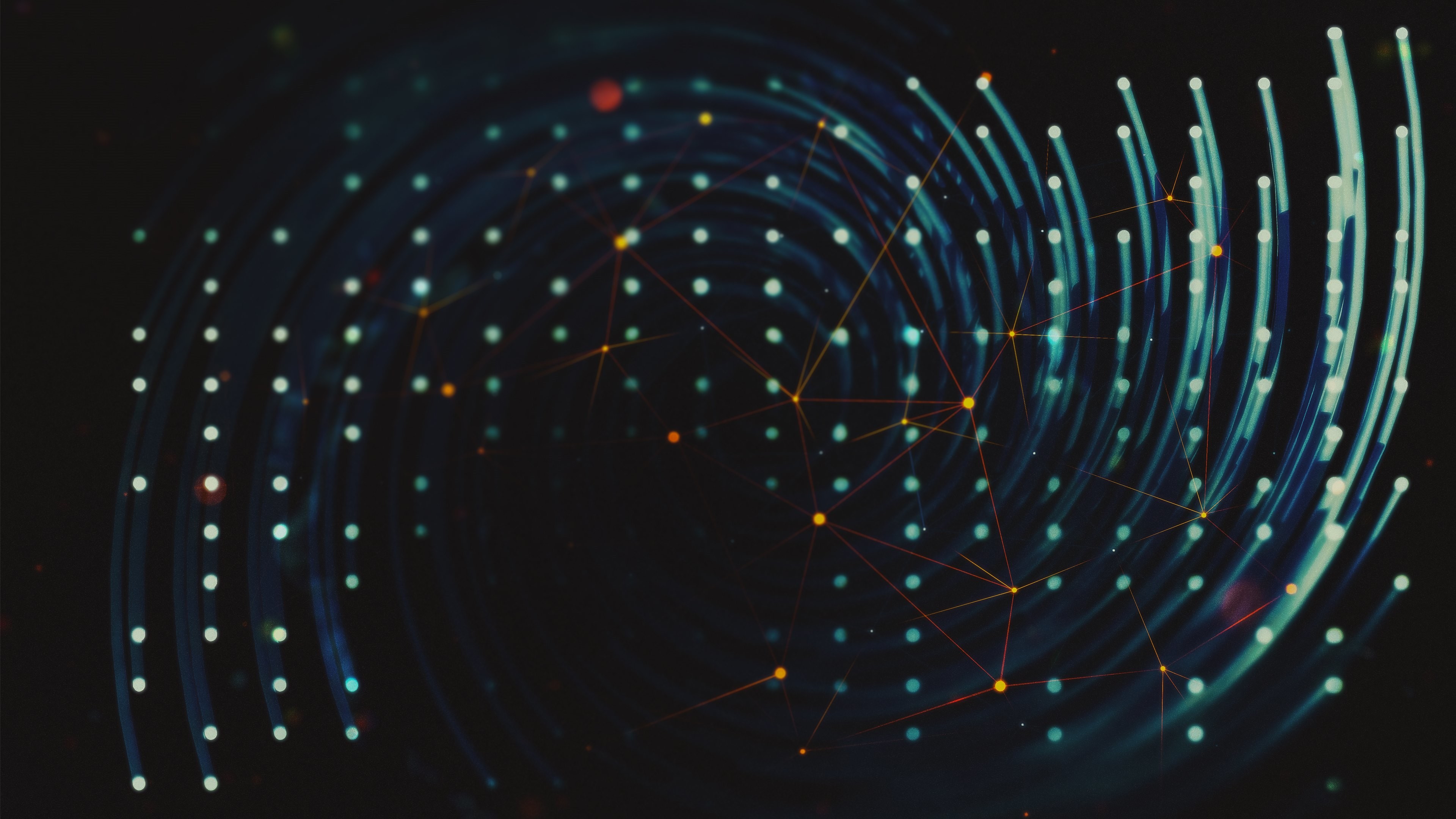 Astratto, Spirale, Punti luminosi, Sfondo nero, 4K, wallpaper per computer