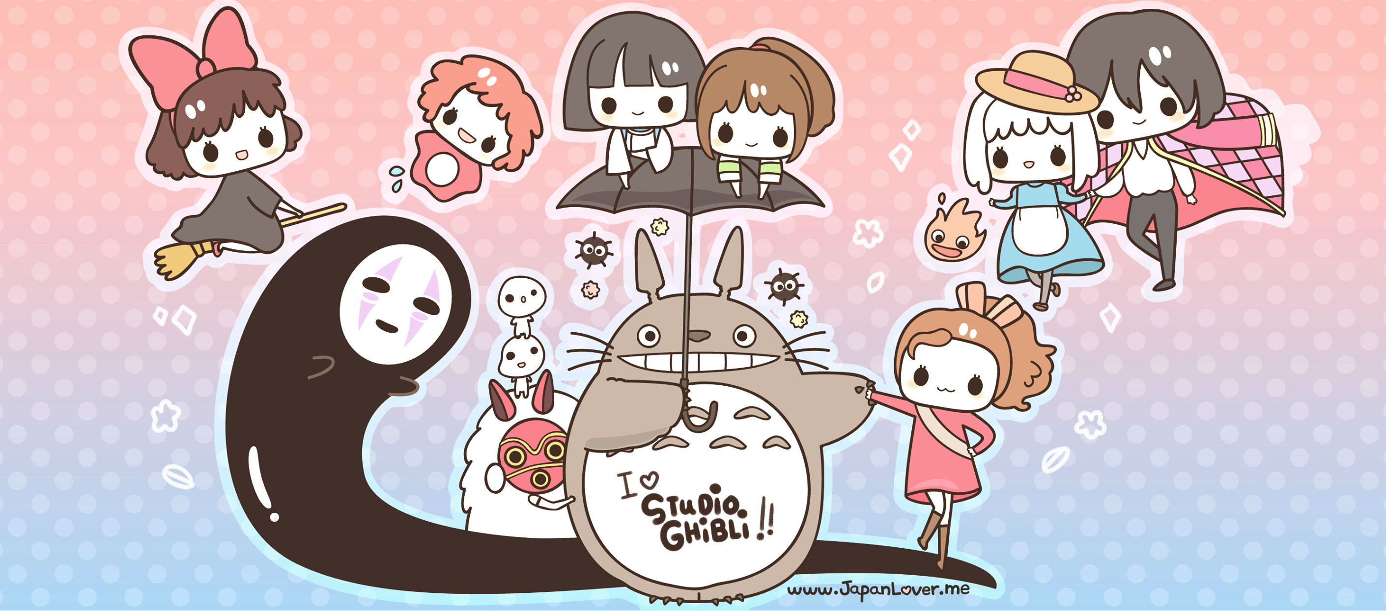 Studio Ghibli, Totoro, Senza Volto, Kiki, Chibi, Kawaii, 2K, sfondo desktop