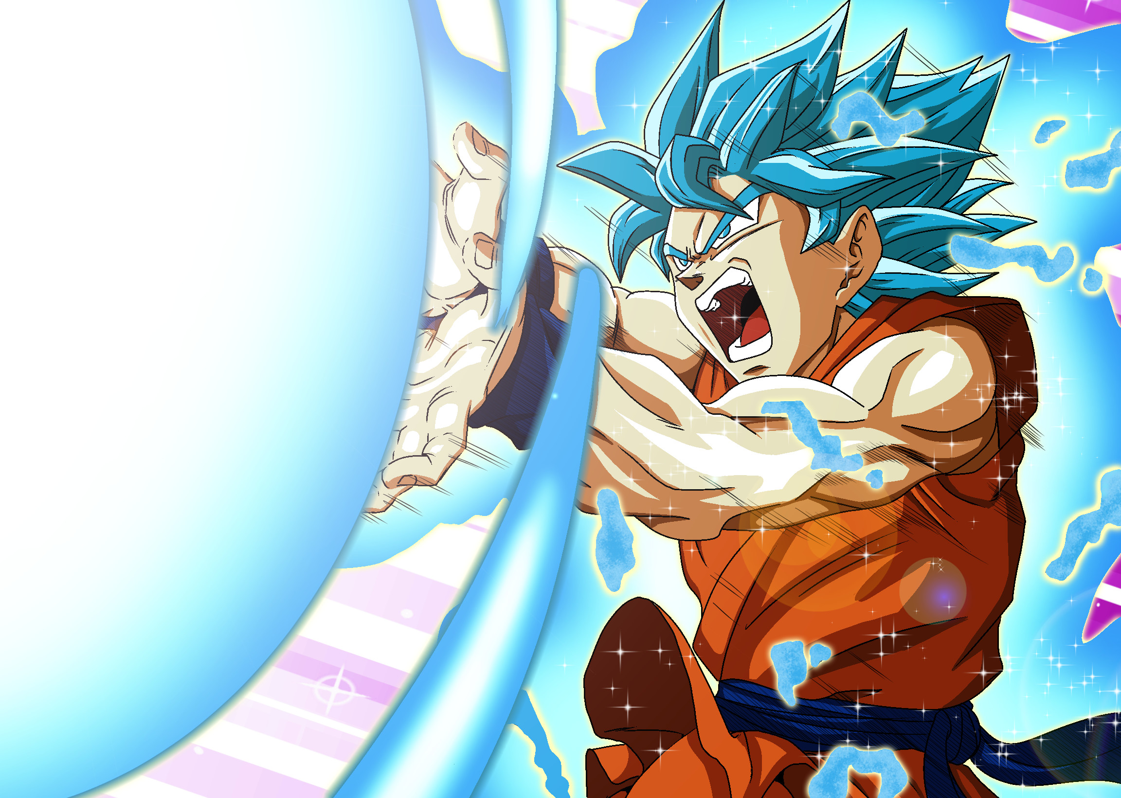 Son Goku, Super Saiyan Blue, Kamehameha, Dragon Ball Super, Azzurro, sfondo Windows 11