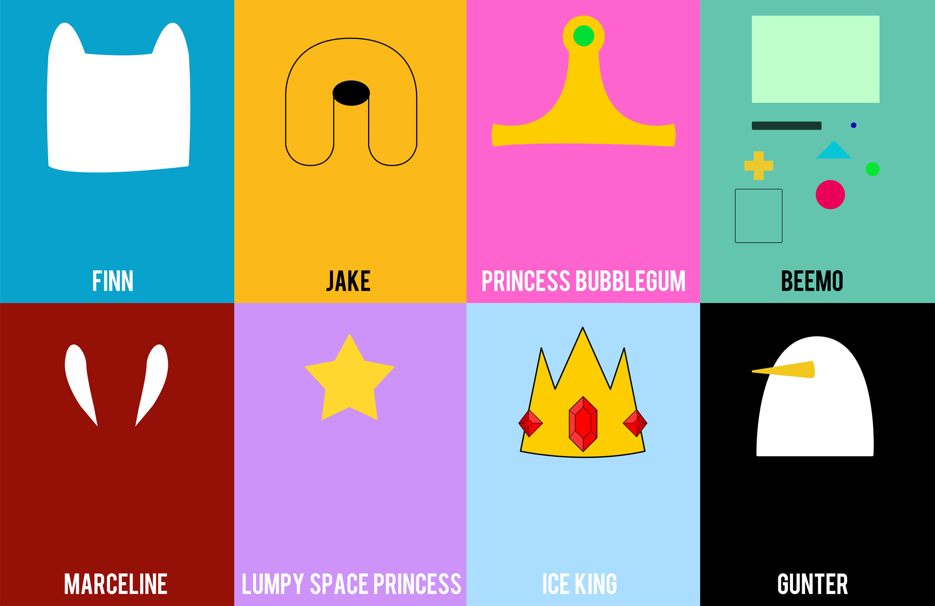 Adventure Time, Finn, Jake il cane, Principessa Gommarosa, BMO, Gunter, sfondo desktop 2K