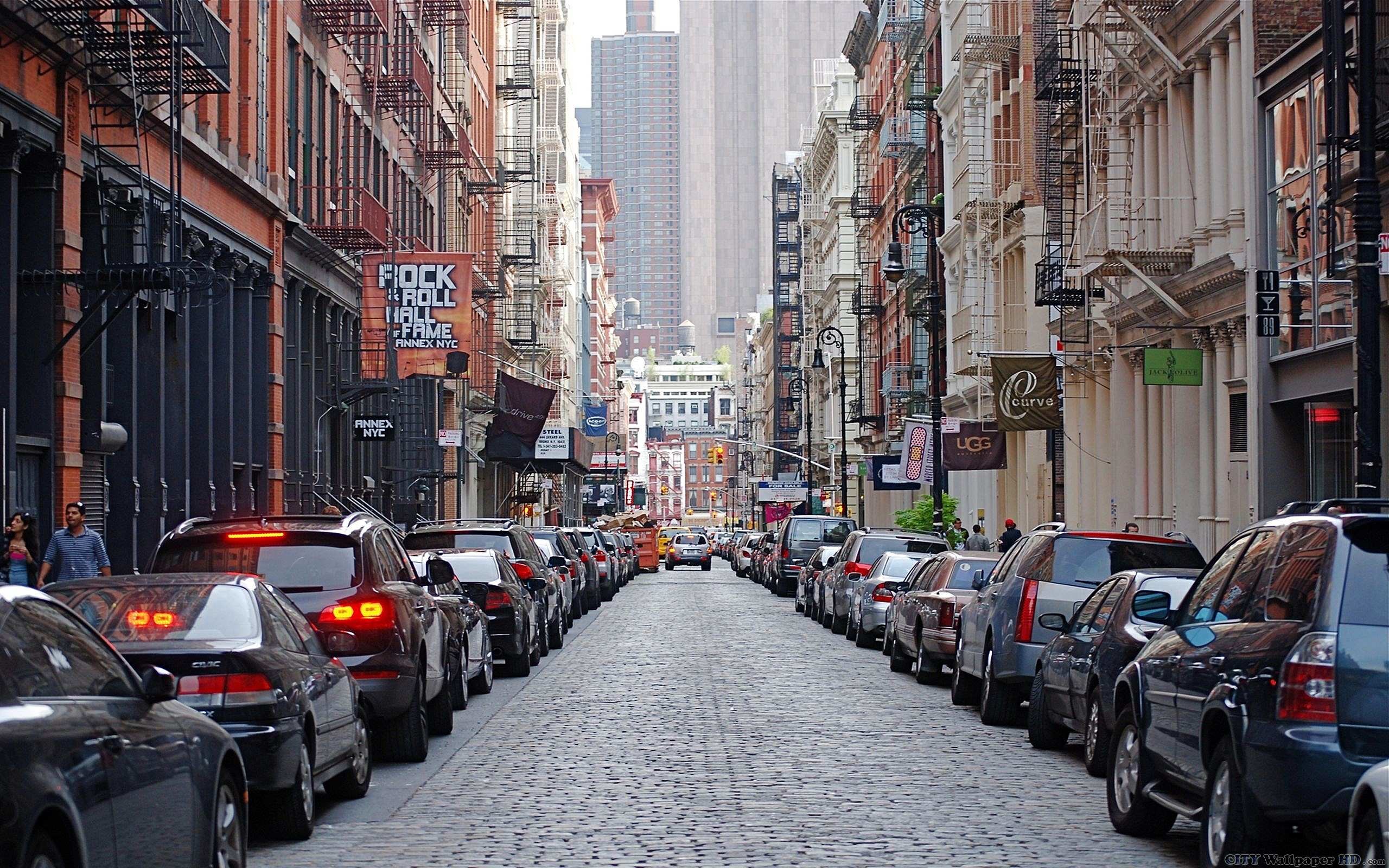 New York, SoHo, Strada, Auto parcheggiate, 2K, sfondo per PC e portatile