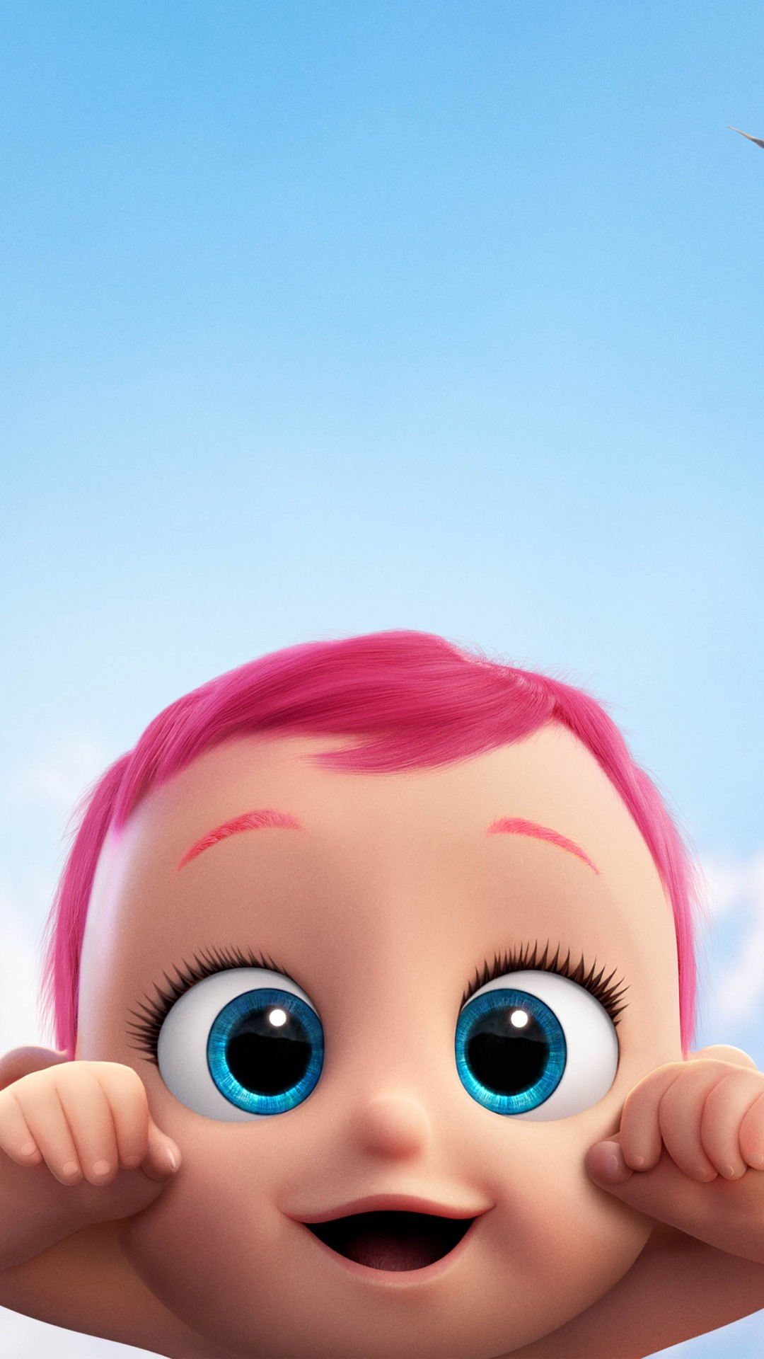 Cicogne, Bambino, Animazione, Cielo azzurro, sfondo schermata di blocco iPhone
