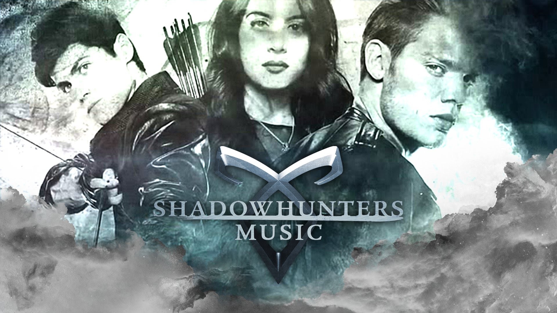 Shadowhunters, Runa Angelica, Arco, Bianco e nero, Fotomontaggio, sfondo widescreen Full HD