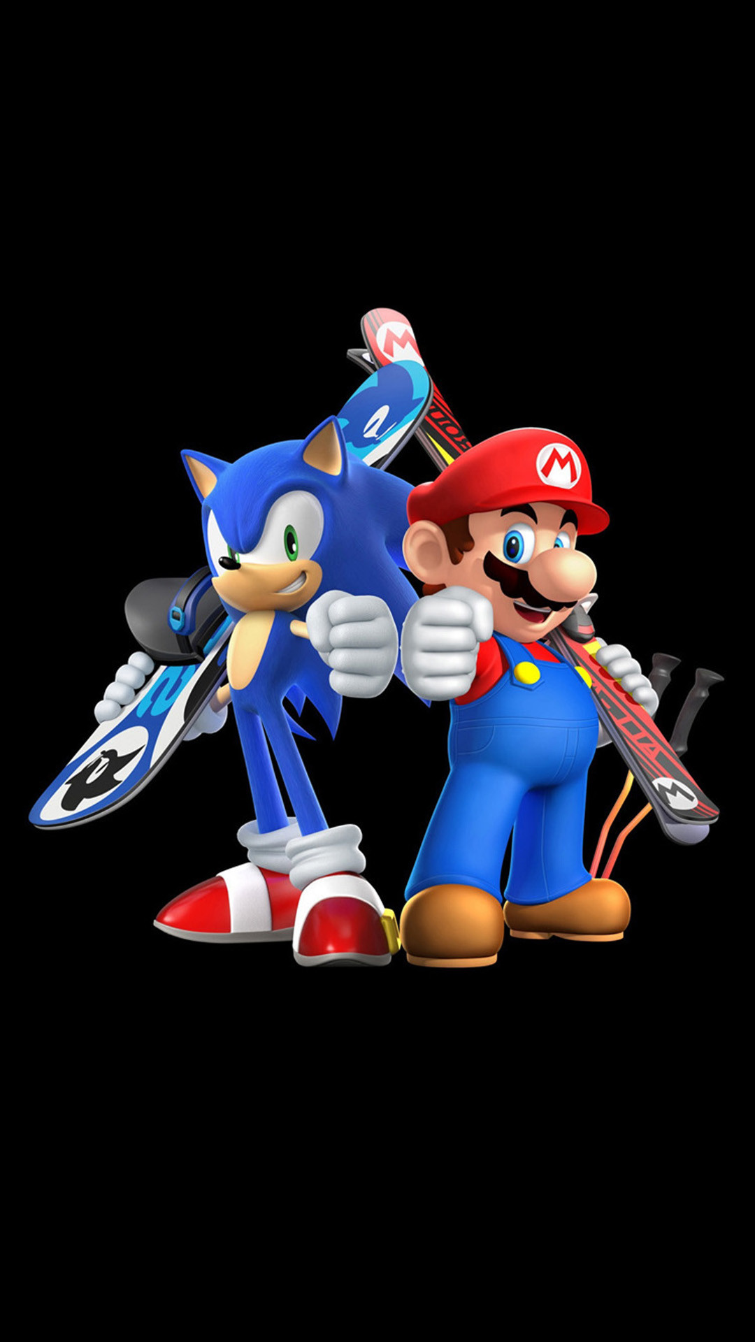 Sonic, Super Mario, Mario & Sonic ai Giochi Olimpici, Sfondo nero, schermata Home iPhone 7 Plus