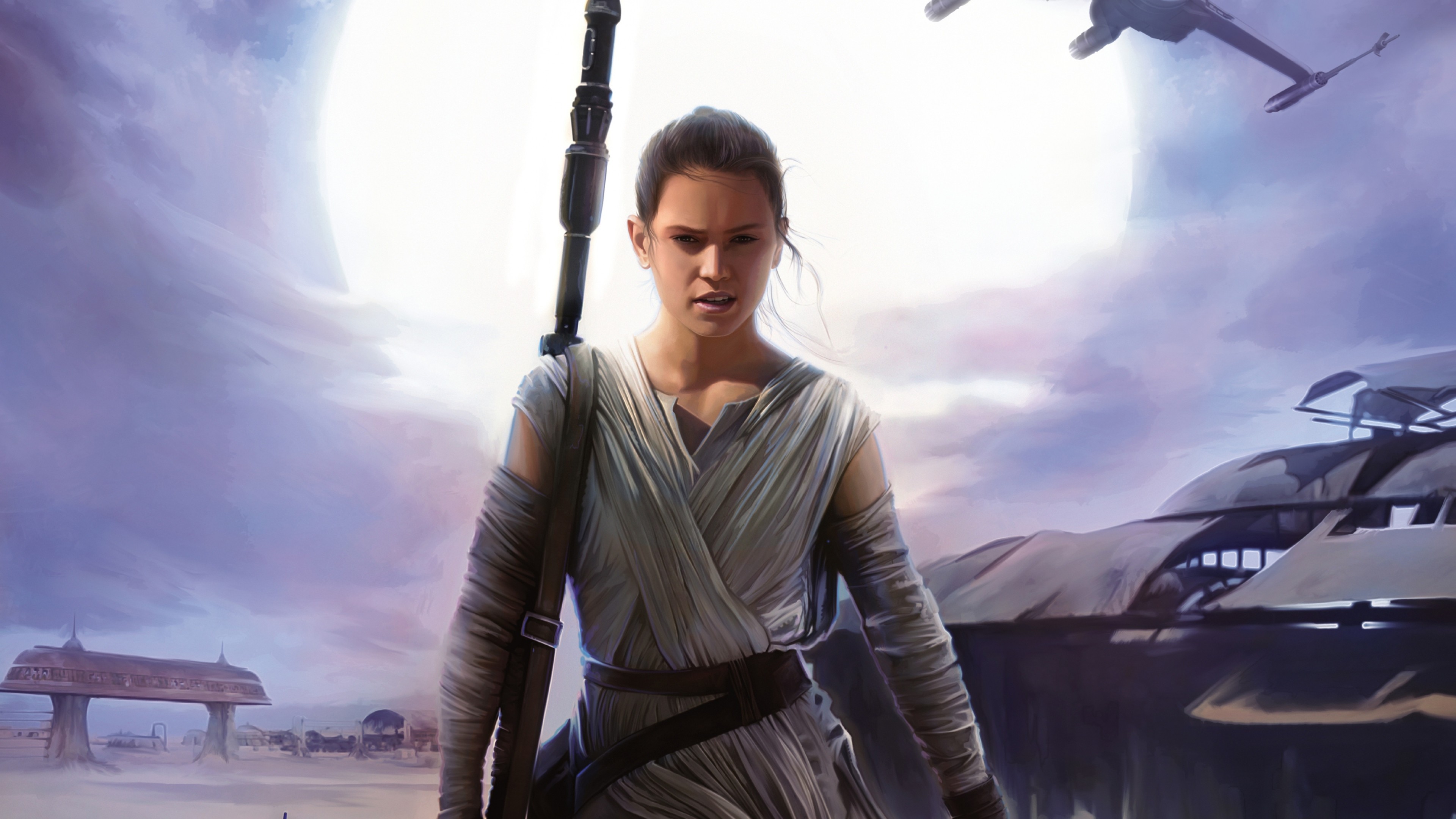 Rey, Daisy Ridley, Jakku, Star Wars: Il risveglio della Forza, 4K, sfondo per PC e portatile