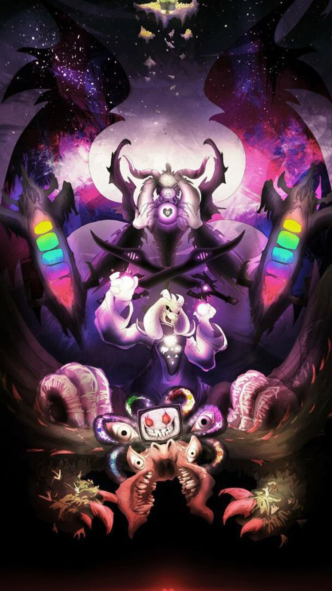 Asriel Dreemurr, Omega Flowey, Undertale, Fan art, Full HD, sfondo verticale per cellulare