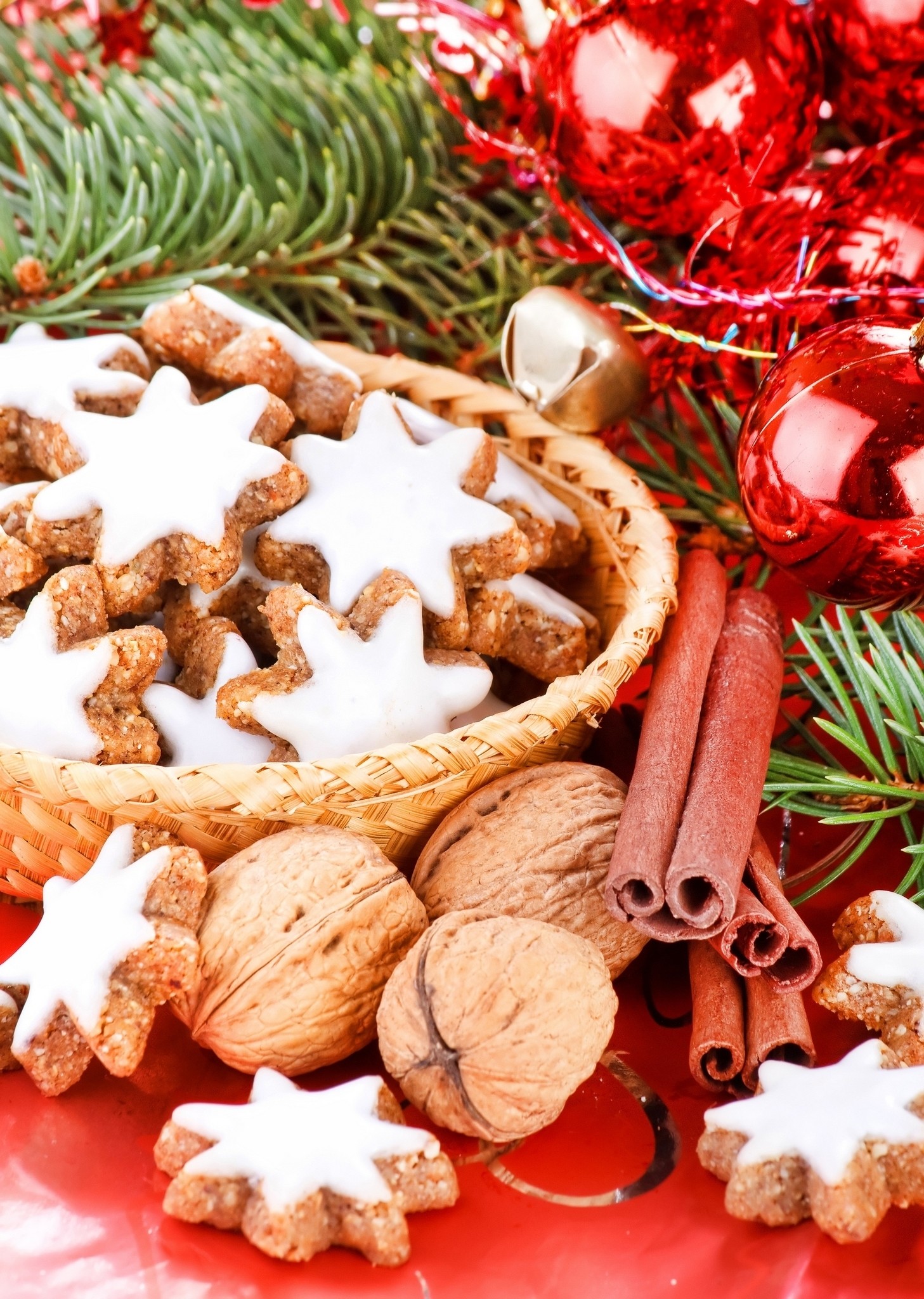 Zimtsterne, Biscotti di Natale, Noci, Cannella, Natale, QHD+, wallpaper per tablet