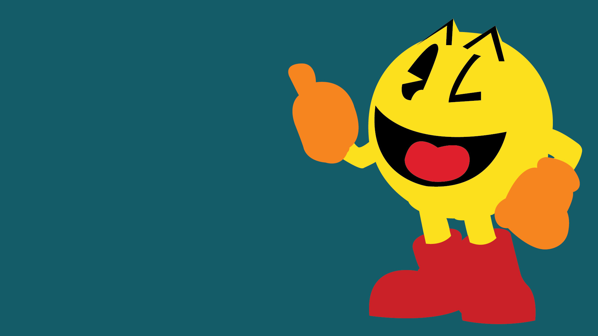 Pac-Man, Pollice in su, Cartone animato, Sfondo verde acqua, Sorriso, wallpaper per portatile