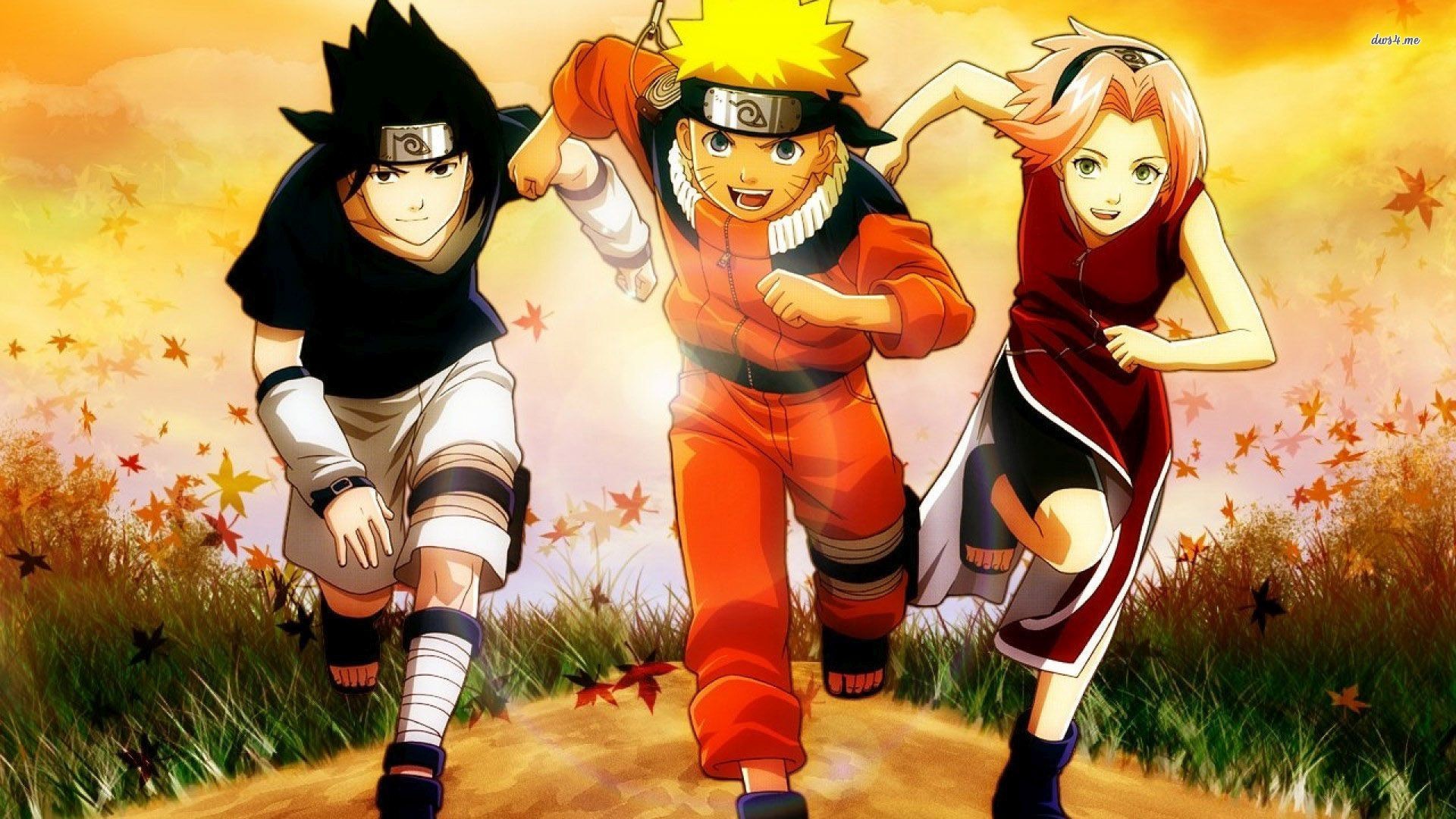 Naruto Uzumaki, Sasuke Uchiha, Sakura Haruno, Team 7, Naruto, Autunno, sfondo desktop 1080p