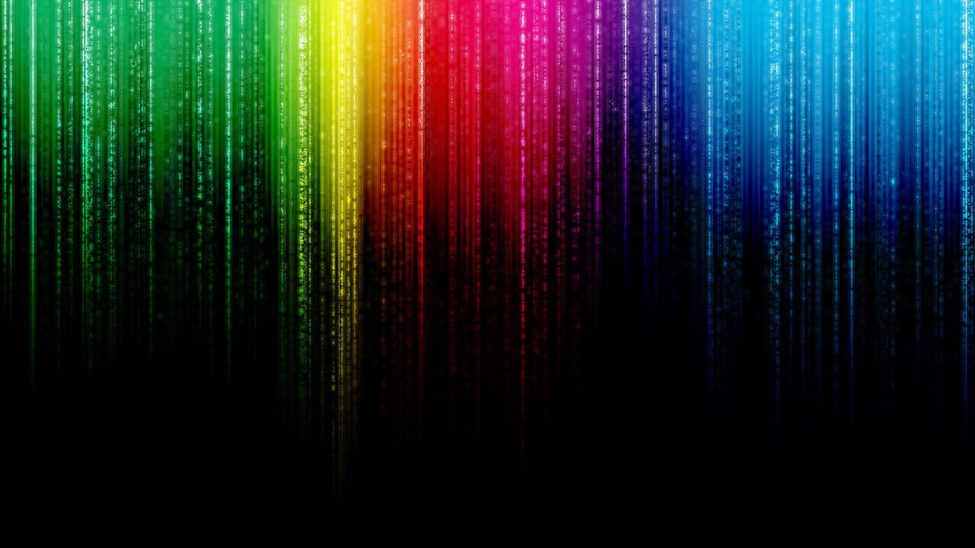 Codice digitale, Arcobaleno, Sfondo nero, 1920x1080, wallpaper desktop