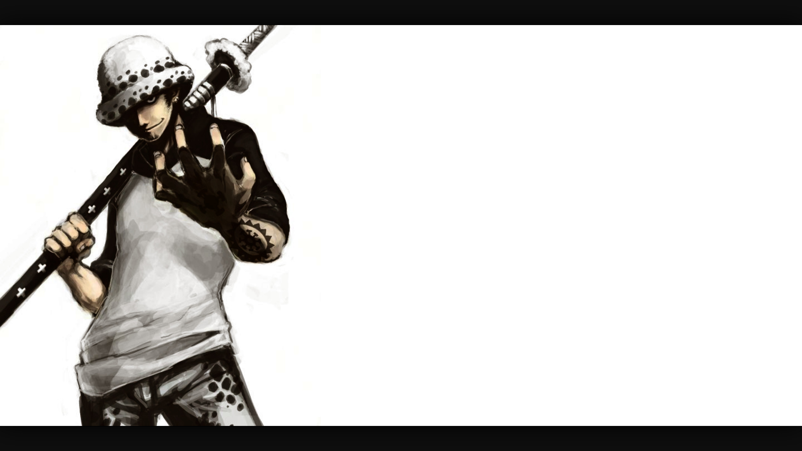 Trafalgar Law, One Piece, Kikoku, Sfondo bianco, 16:9 2K, wallpaper widescreen