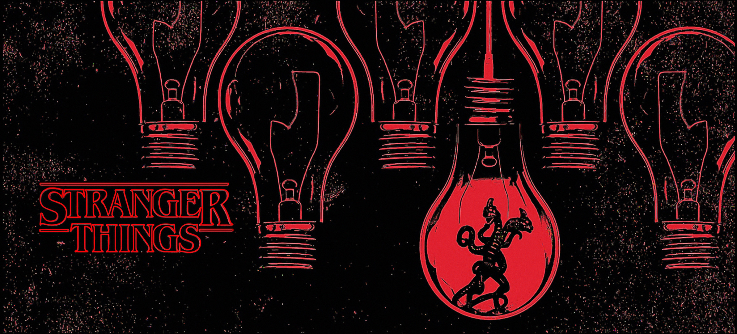 Stranger Things, Lampadine, Demogorgone, Rosso, Full HD, sfondo per portatile