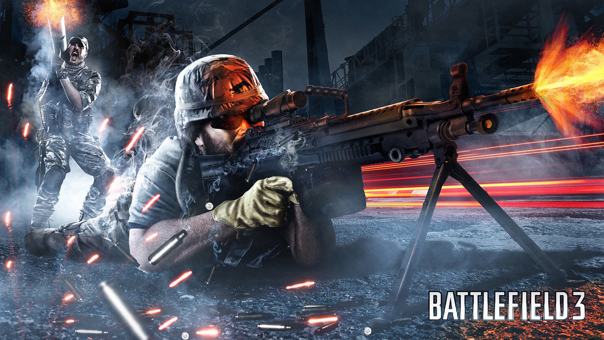 Battlefield 3, Mitragliatrice, Soldato, Spari, Traccianti, Full HD, sfondo per PC