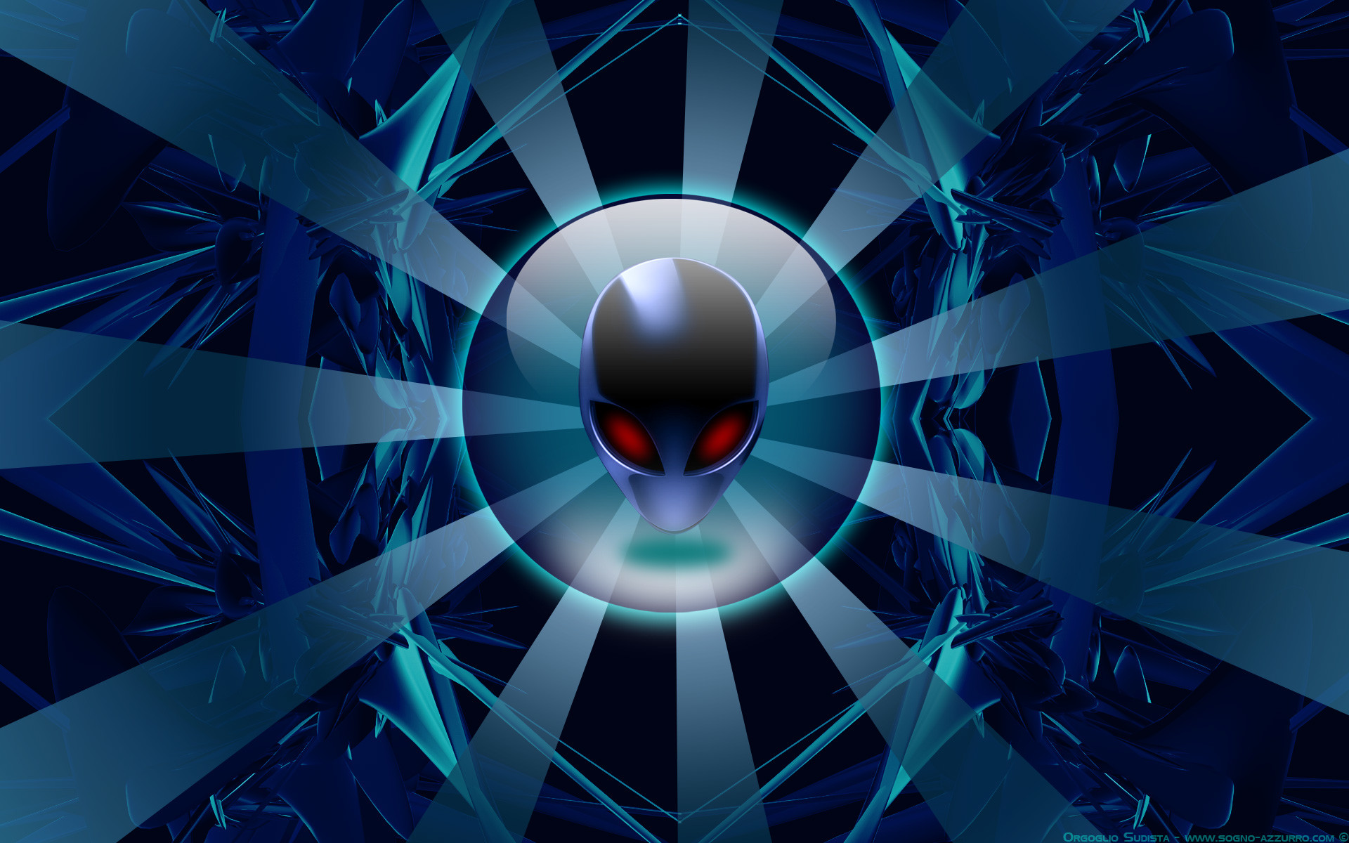 Alienware, Logo alieno, Blu, Astratto, 1920x1200, sfondo per PC