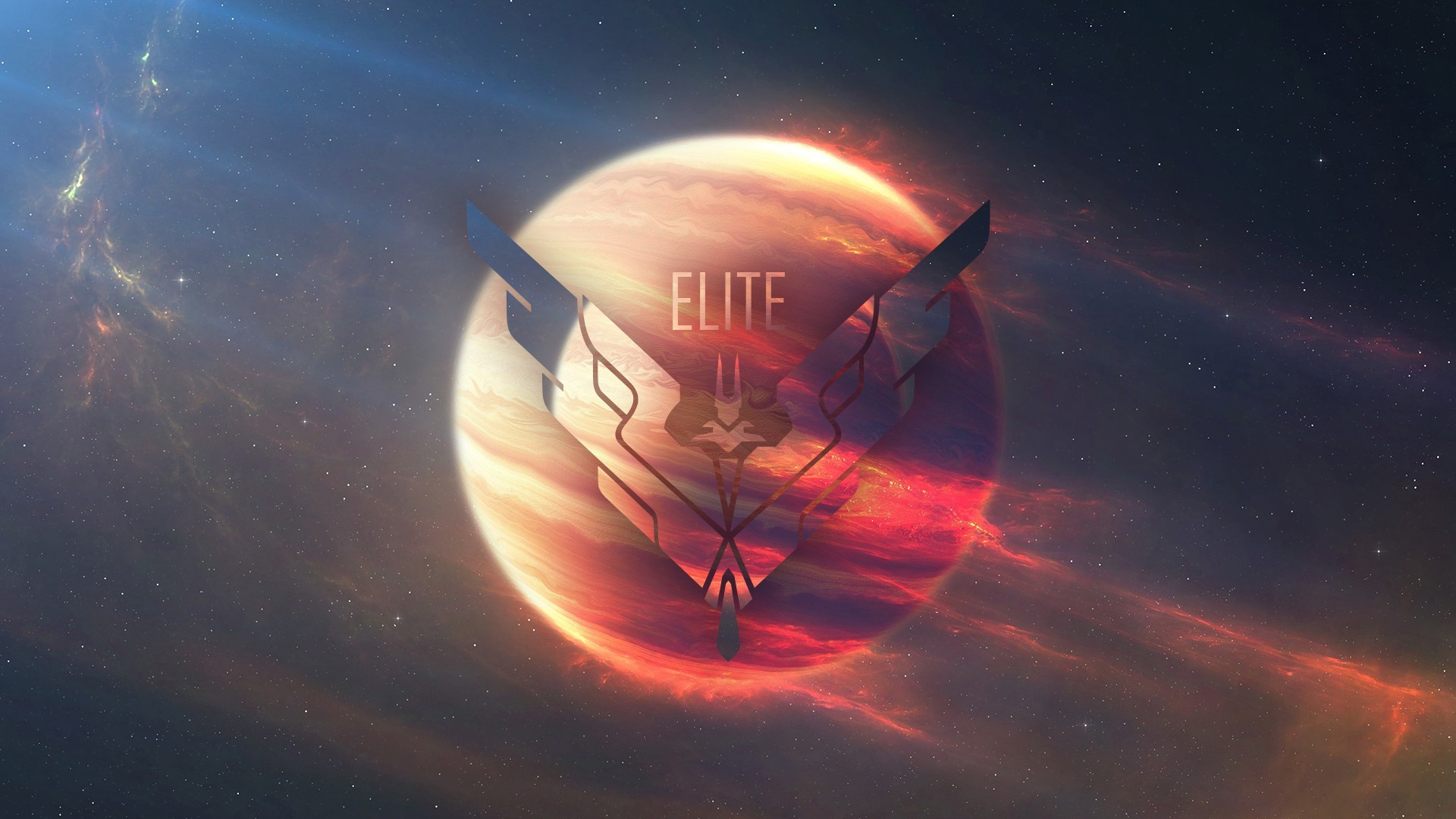 Elite: Dangerous, Logo, Pianeta, Arancione, 1920x1080, immagine di sfondo