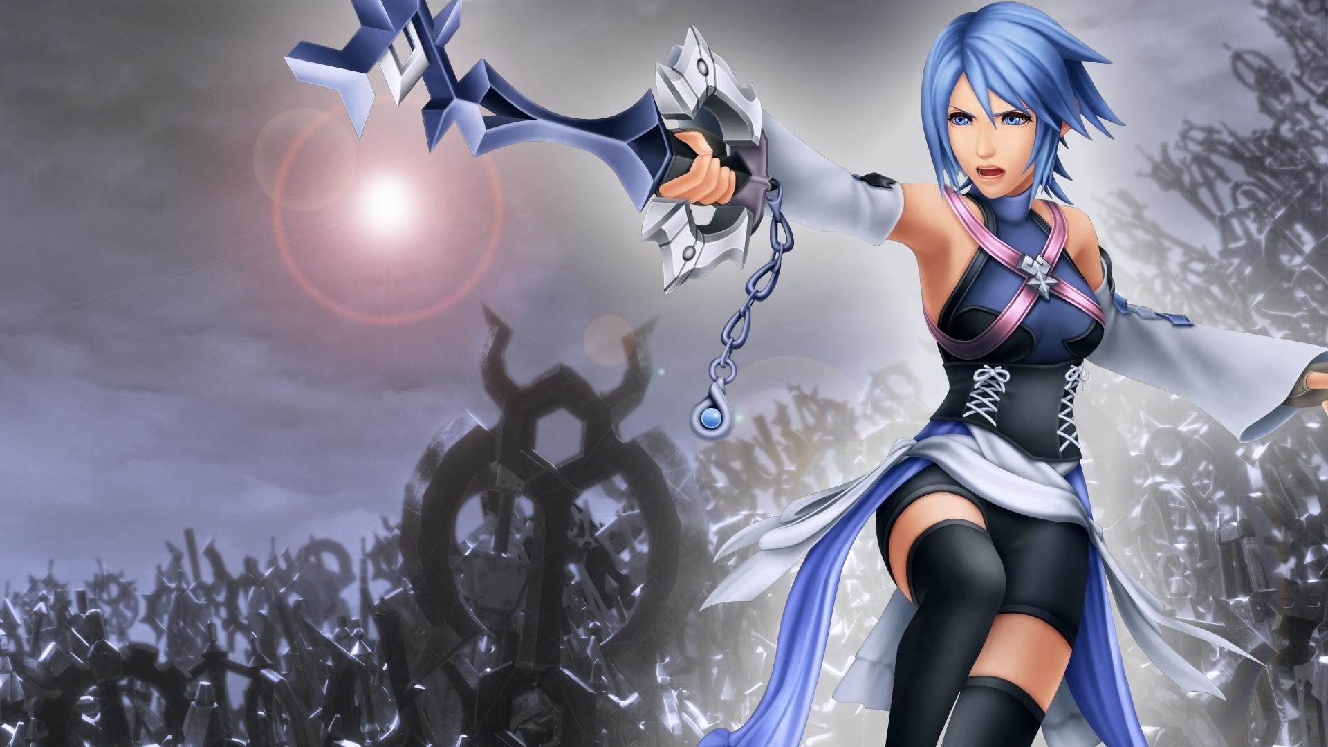 Aqua, Kingdom Hearts Birth by Sleep, Keyblade, Grigio, Azione, Full HD, sfondo per portatile