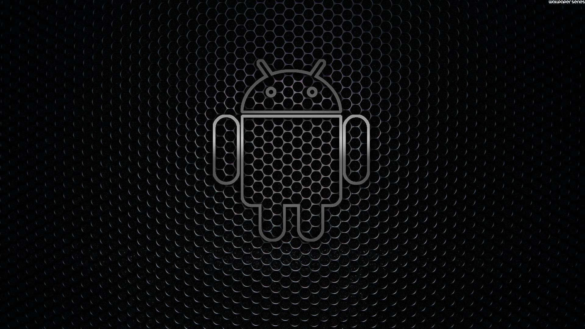 Logo Android, Android, Griglia esagonale, Sfondo nero, Full HD, wallpaper per desktop