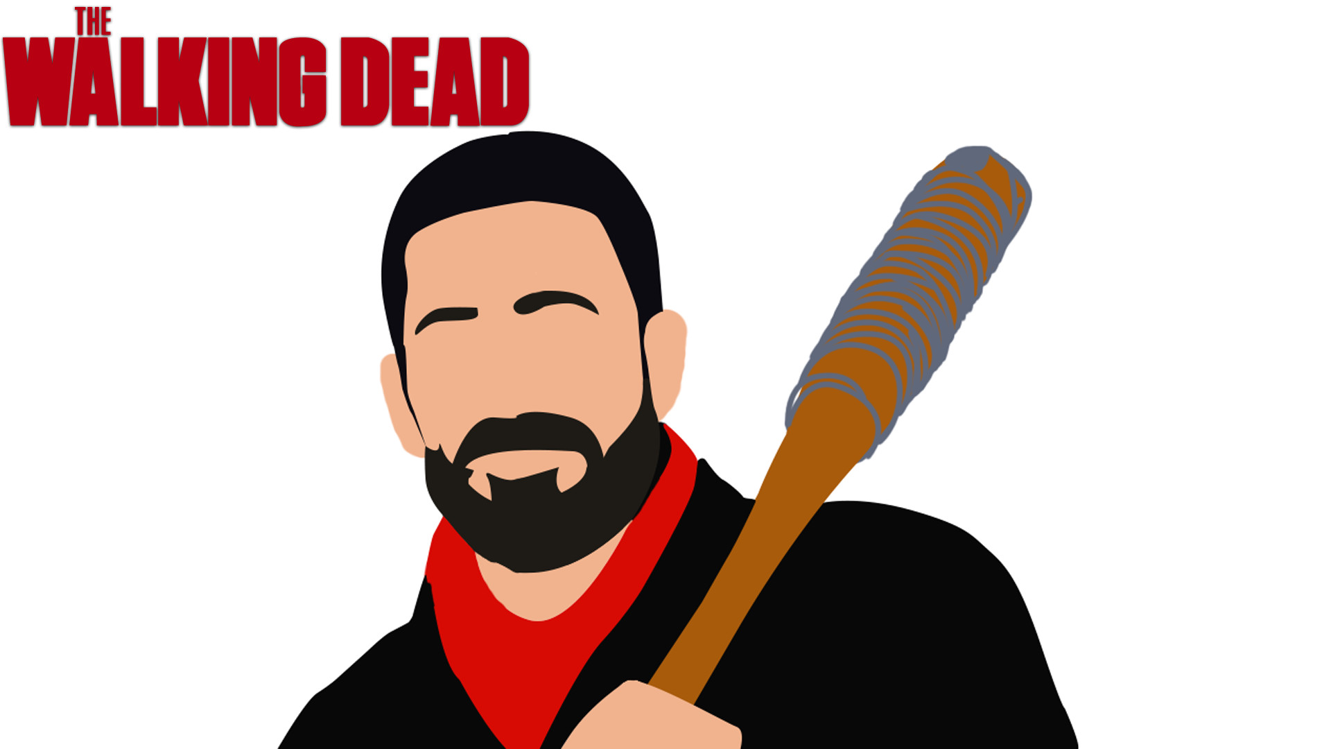 Negan, The Walking Dead, Lucille, Arte vettoriale, Minimalismo, Full HD 1080p, sfondo desktop