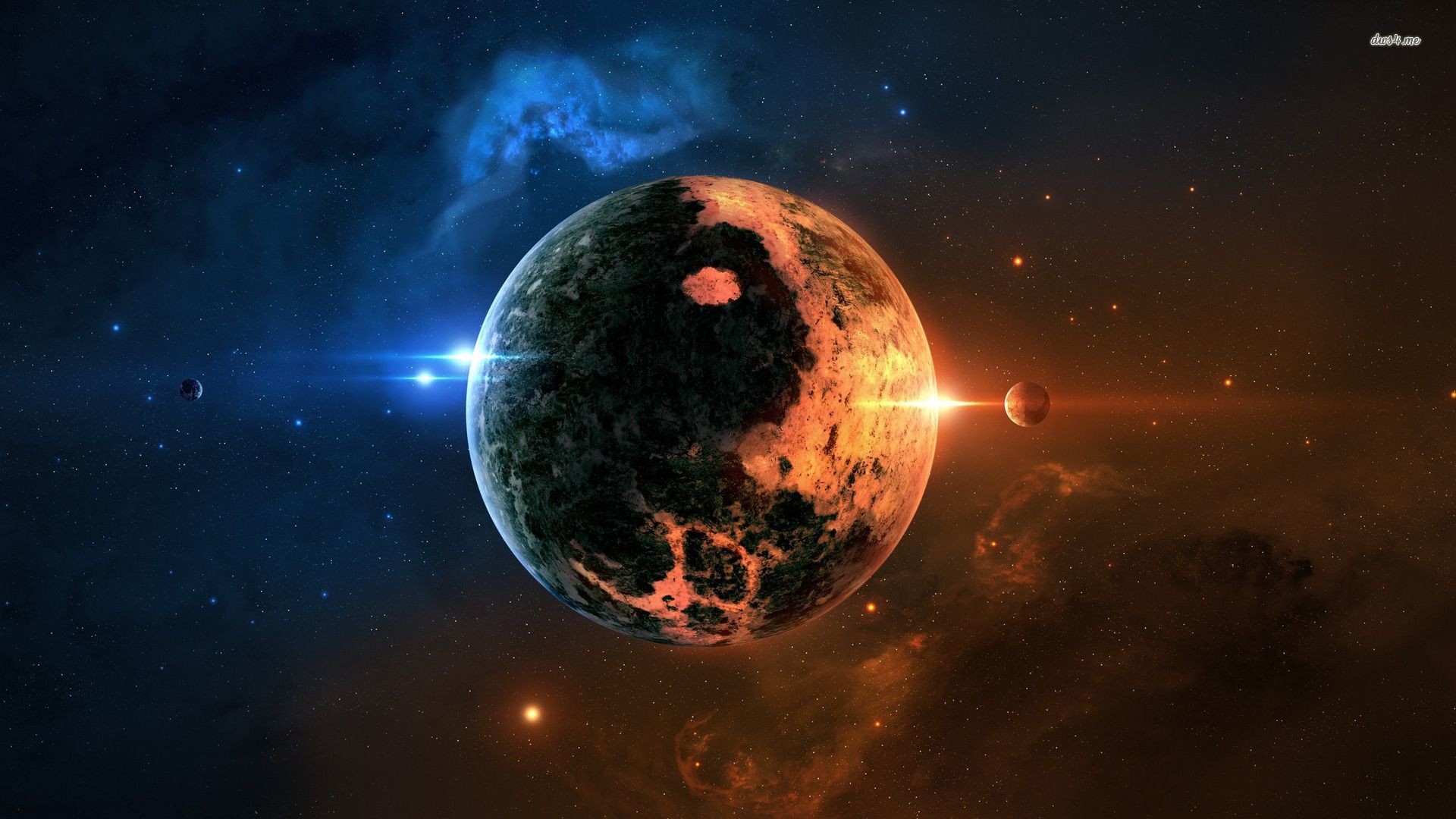 Yin e yang, Pianeta, Spazio, Nebulosa, 16:9 Full HD, sfondo widescreen