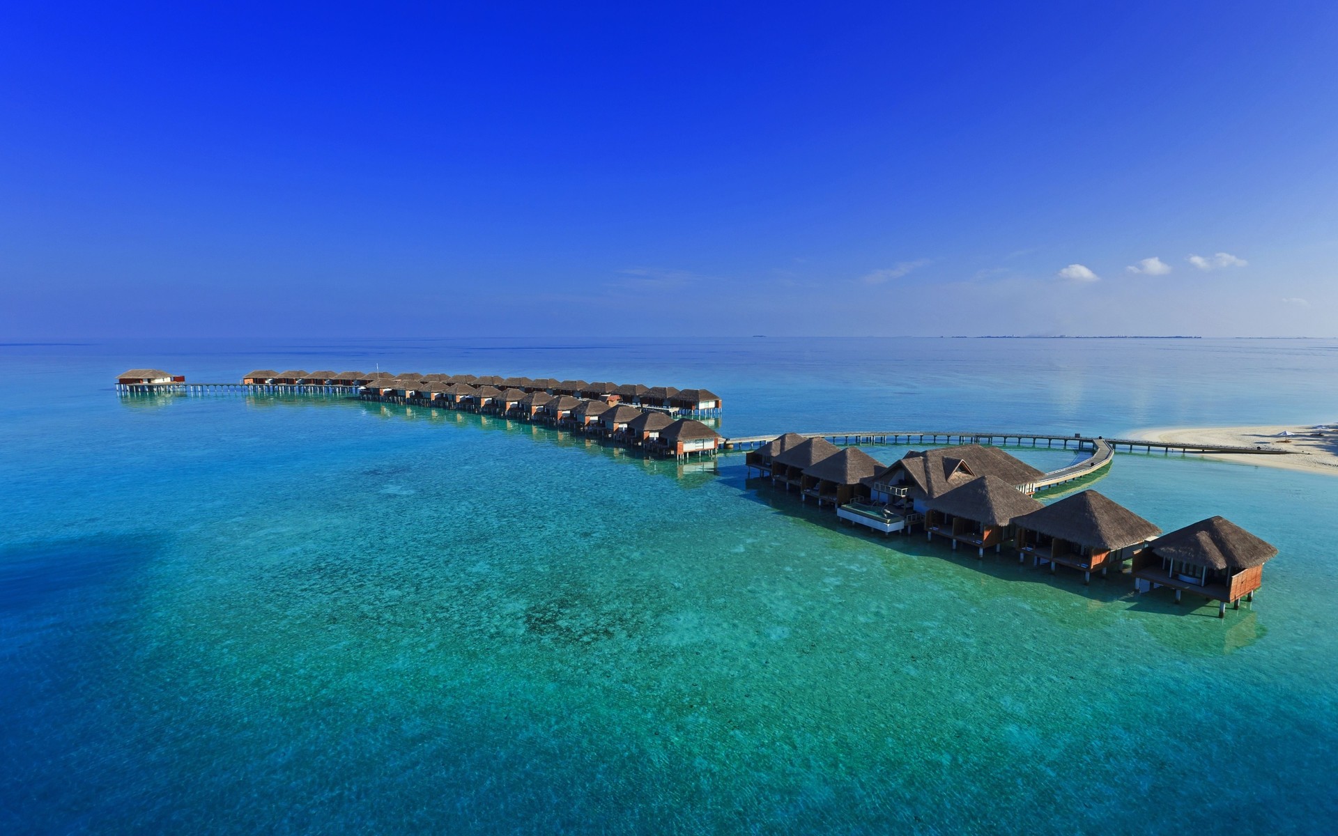 Maldive, Bungalow sull'acqua, Resort, Oceano, 1920x1200, wallpaper desktop