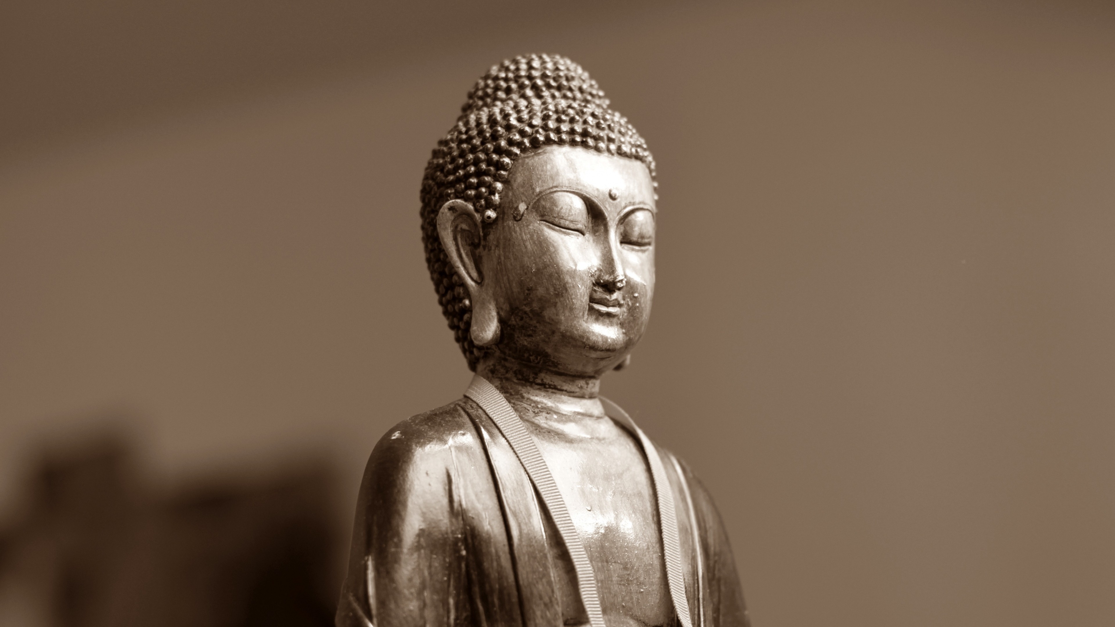 Statua del Buddha, Profilo, Seppia, 4K, sfondo per PC e portatile