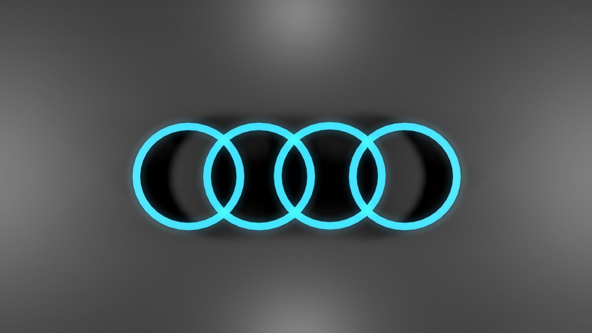 Audi, Logo, Anelli neon, Azzurro, Full HD, sfondo desktop