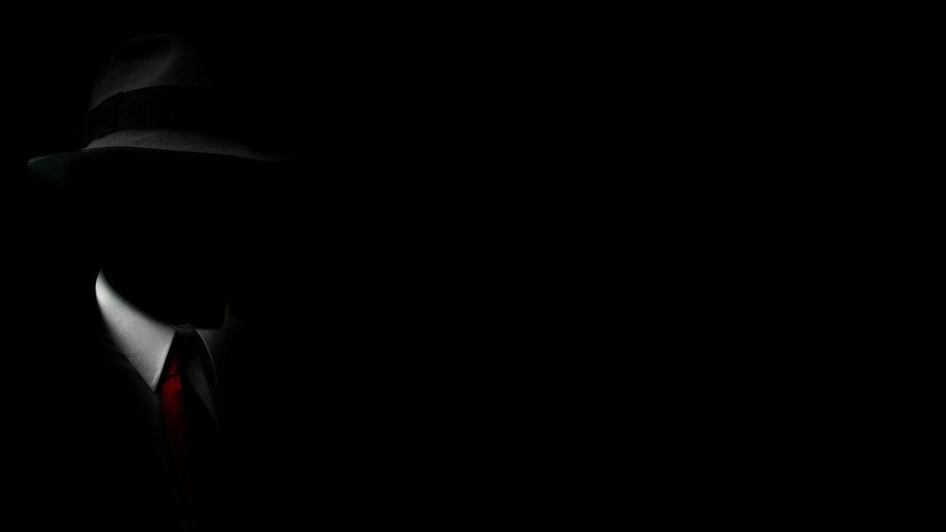 Hitman, Silhouette, Cappello, Sfondo nero, Full HD, wallpaper per computer