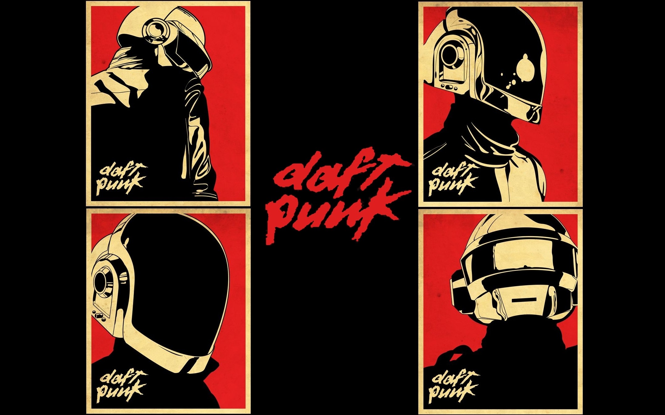 Daft Punk, Logo, Poster, Rosso e nero, 16:10 Full HD, sfondo widescreen