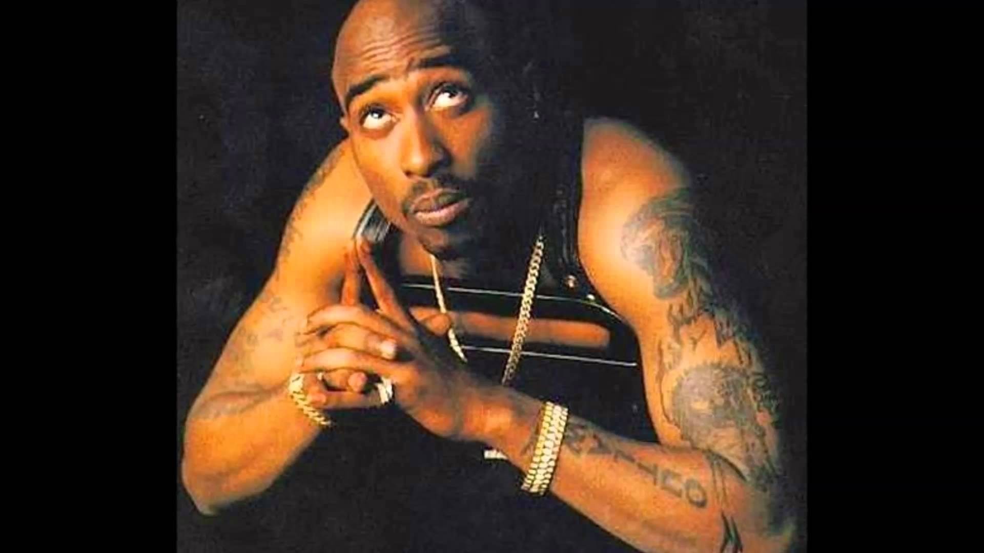 Tupac Shakur, Tatuaggi, Catena d'oro, Sfondo nero, Full HD, wallpaper per PC