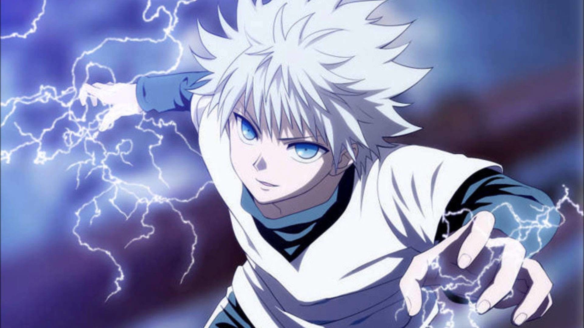 Killua Zoldyck, Hunter x Hunter, Fulmini, Anime, Full HD, sfondo Windows 11