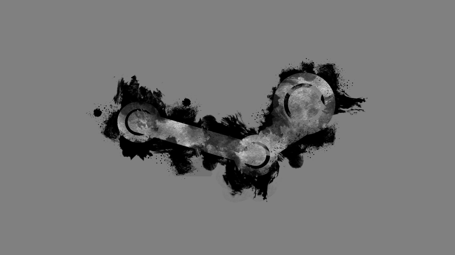 Logo Steam, Steam, Grunge, Grigio, Full HD, wallpaper per PC