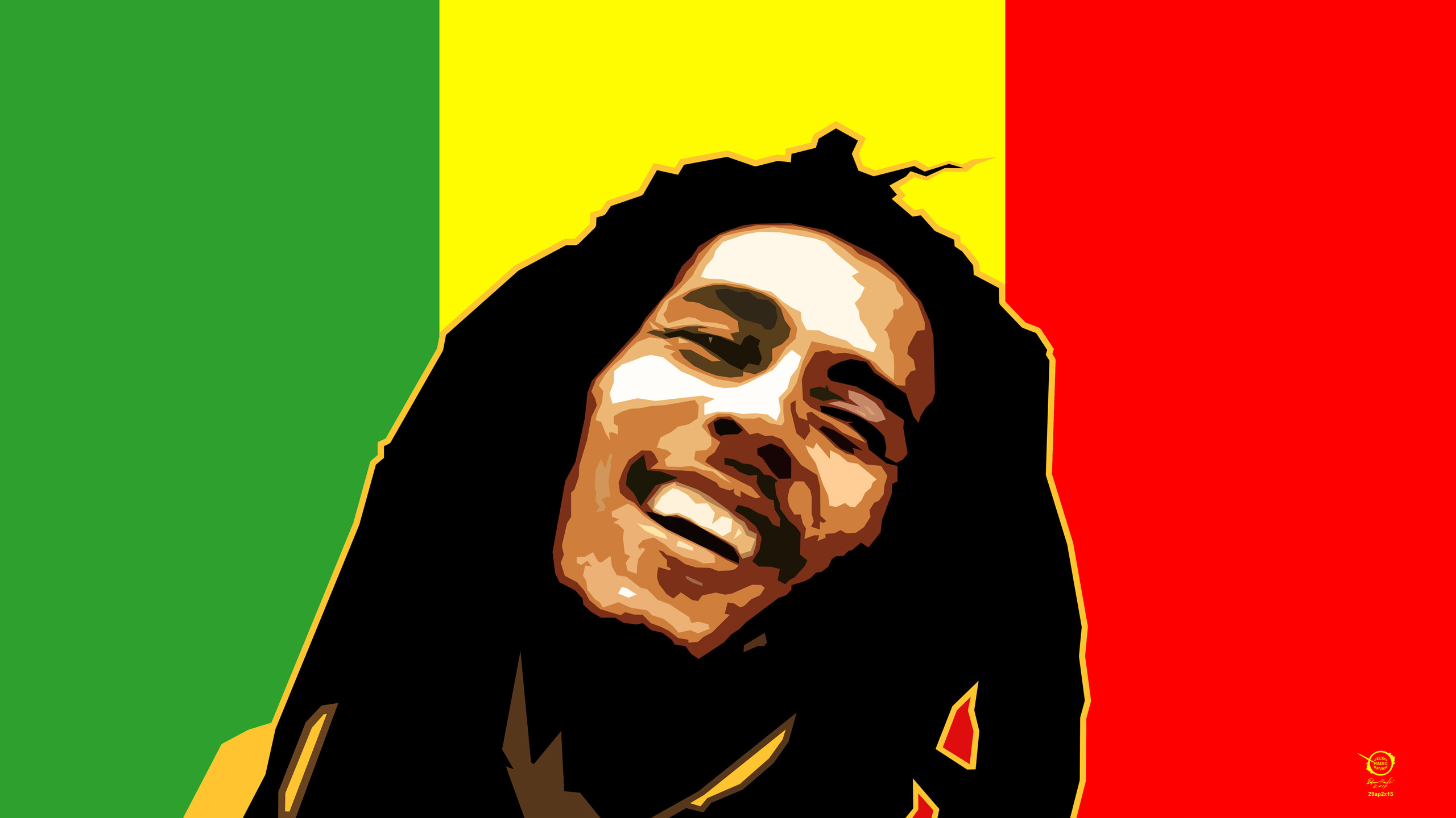 Bob Marley, Colori rasta, Pop art, Sorriso, 2560x1440, sfondo per PC