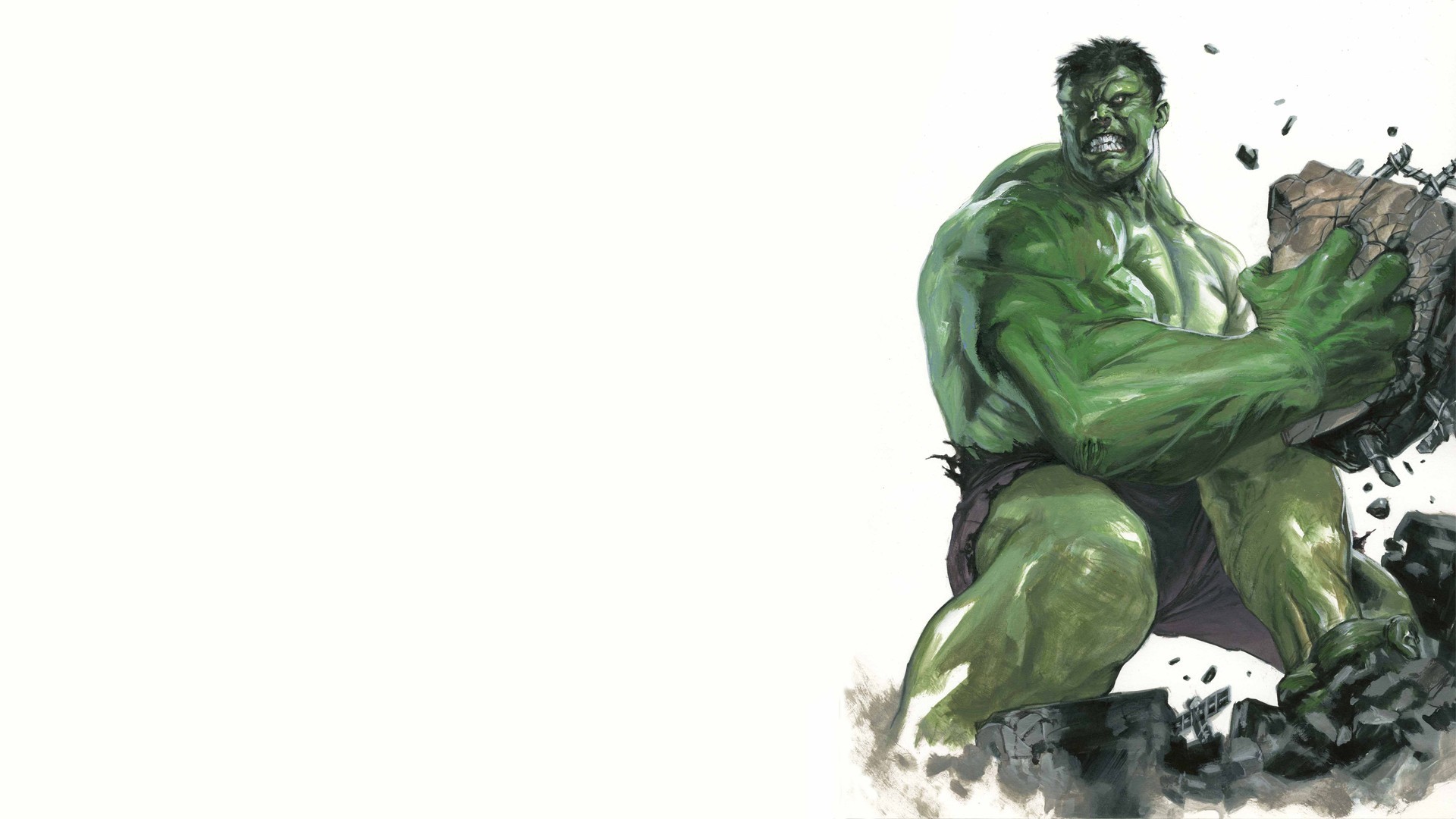 Hulk, Marvel, Rocce, Sfondo bianco, Full HD, wallpaper per computer