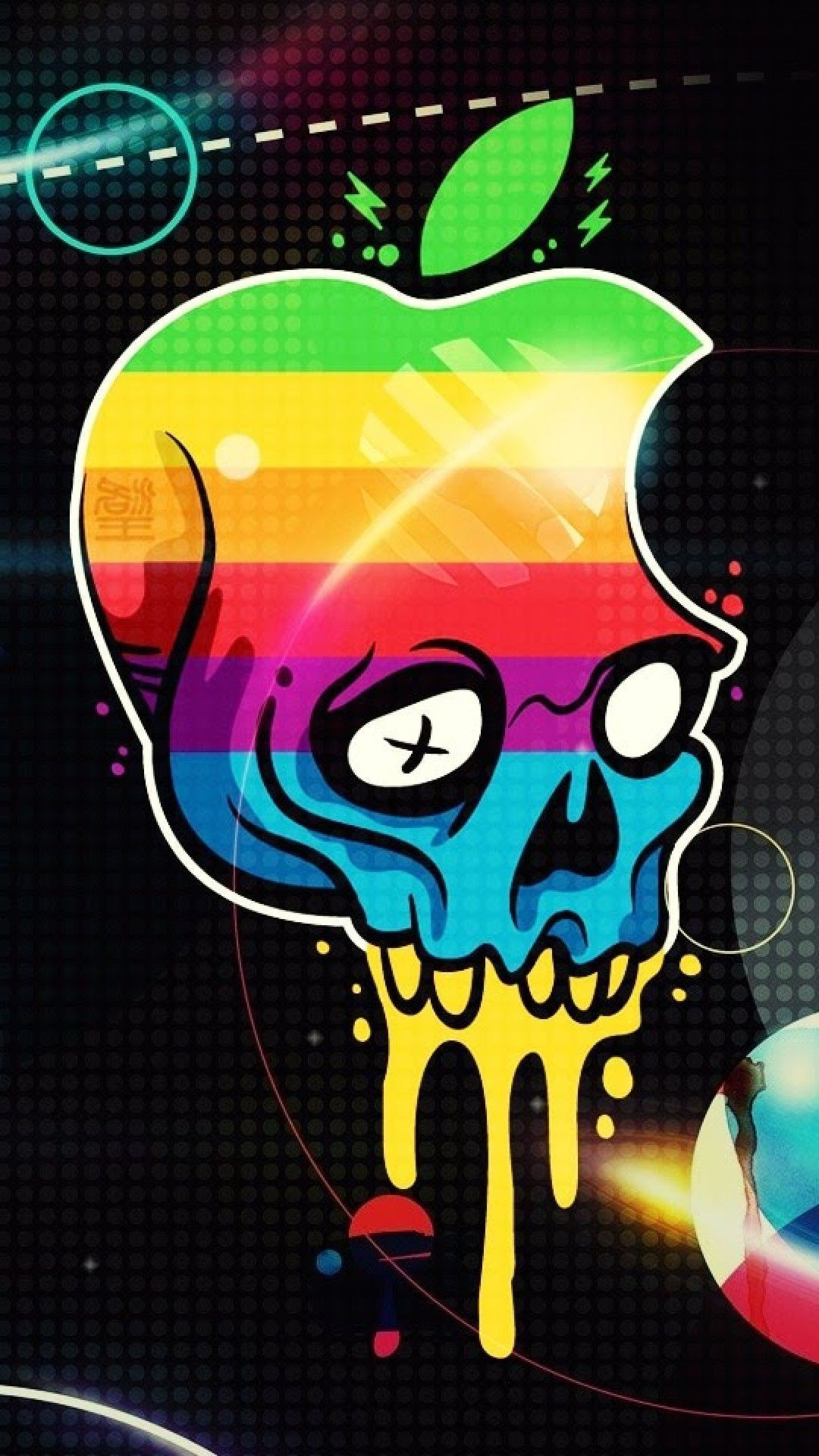 Logo Apple, Teschio, Arcobaleno, Pop art, immagine di sfondo iPhone 5