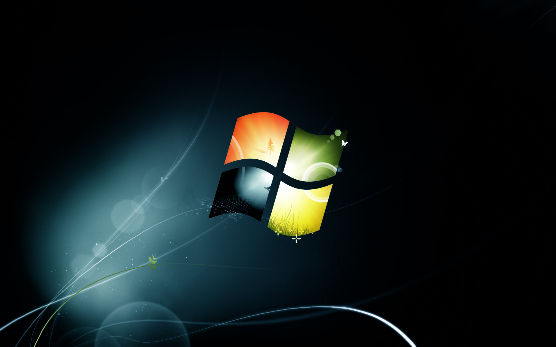 Windows 7, Logo Windows, Sfondo nero, 16:10 Full HD, wallpaper widescreen